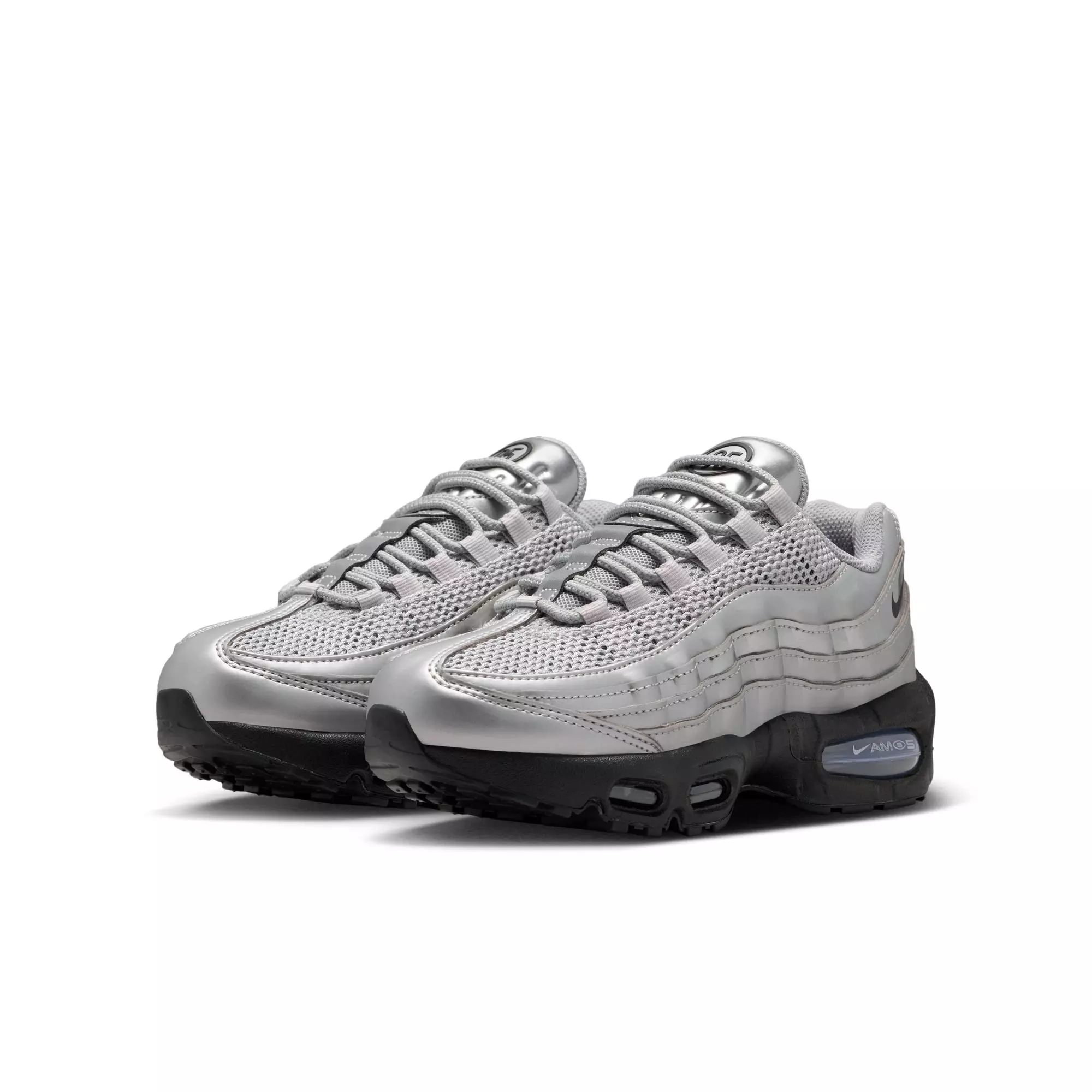 Nike Air Max 95 SE LTR "Metallic Silver/Black" Grade School Boys' Shoe - SILVER/BLACK