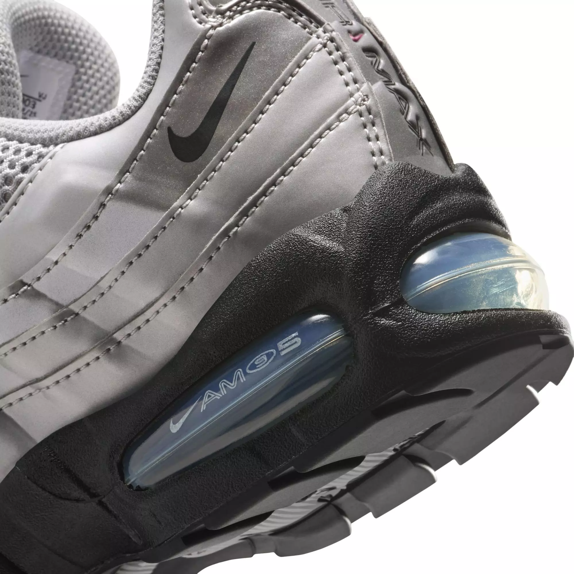 Nike Air Max 95 SE LTR "Metallic Silver/Black" Grade School Boys' Shoe - SILVER/BLACK