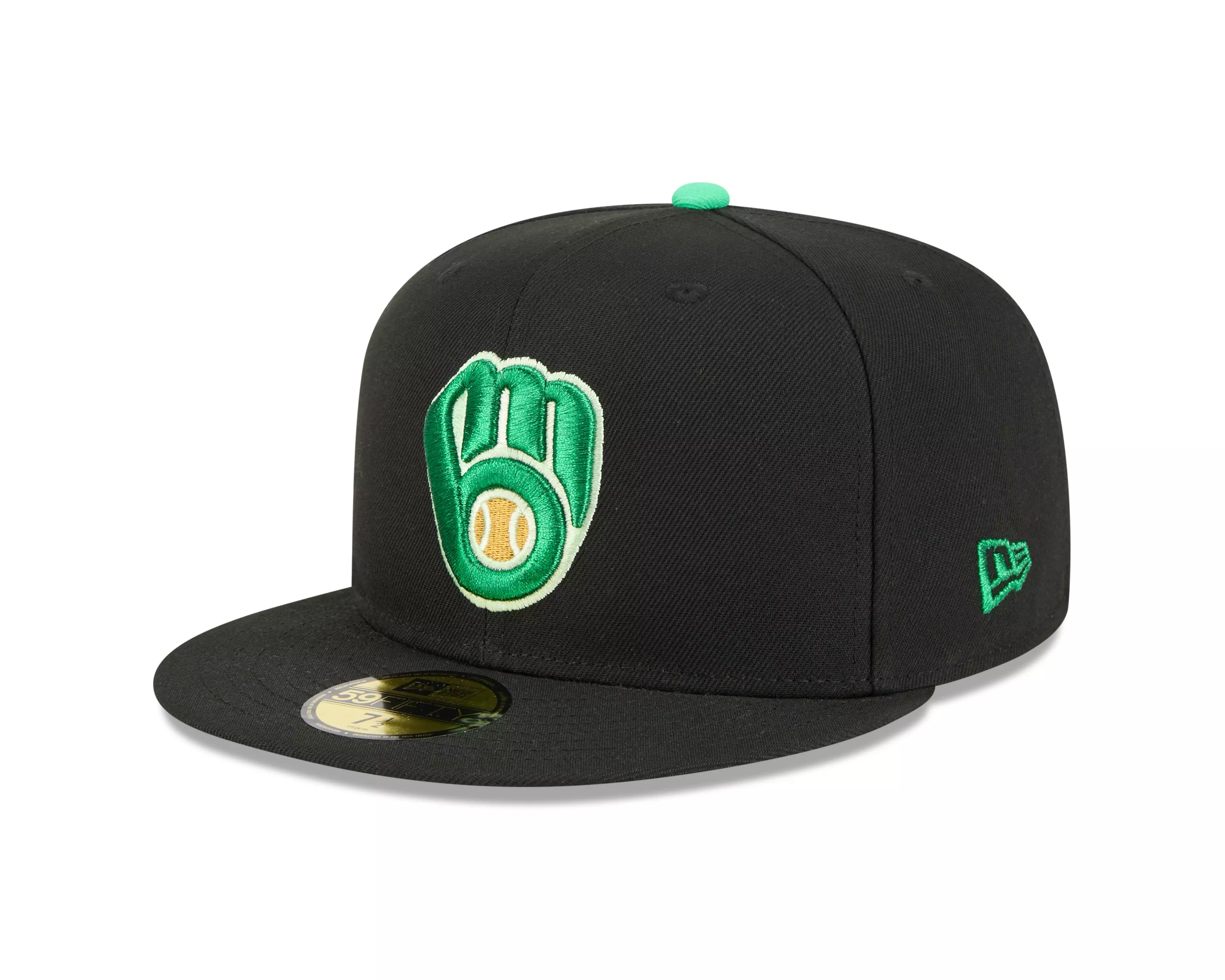 New Era Milwaukee Brewers 59FIFTY St. Paddy's Fitted Hat-Black/Green - BLACK/GREEN