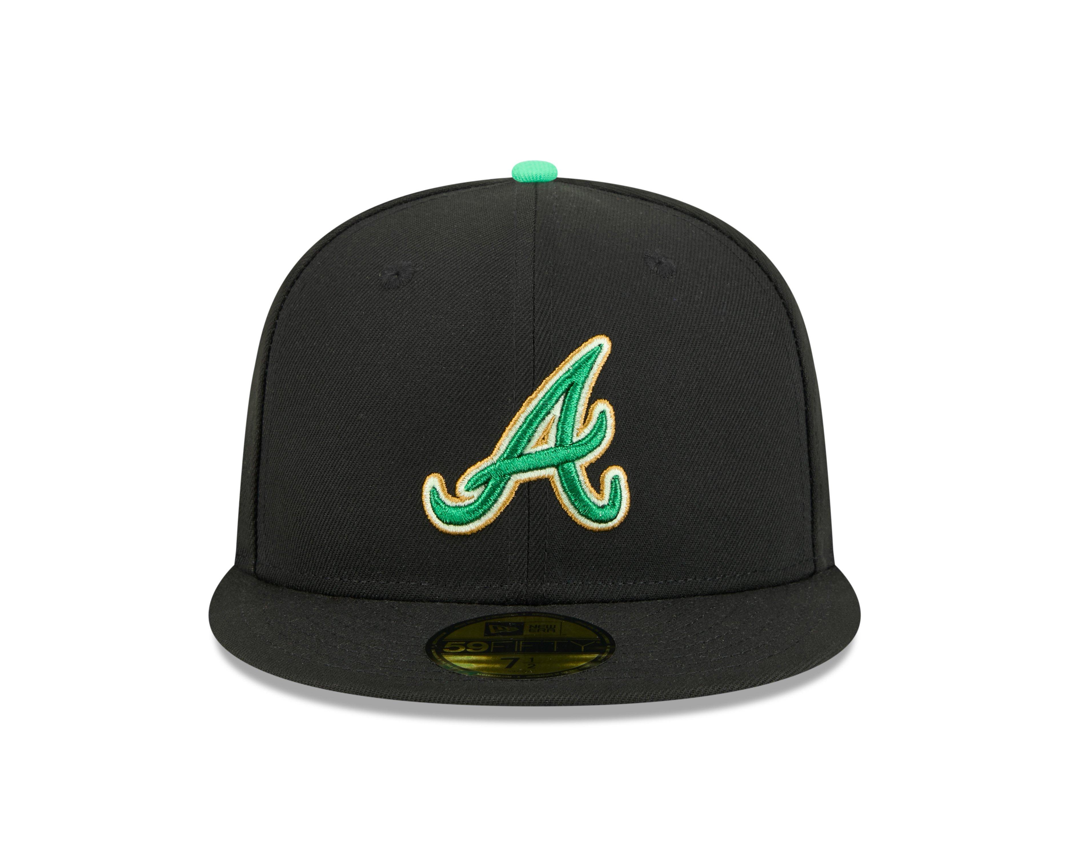 New Era Atlanta Braves 59FIFTY St. Paddy's Fitted Hat-Black/Green - BLACK/GREEN Thumbnail View 3