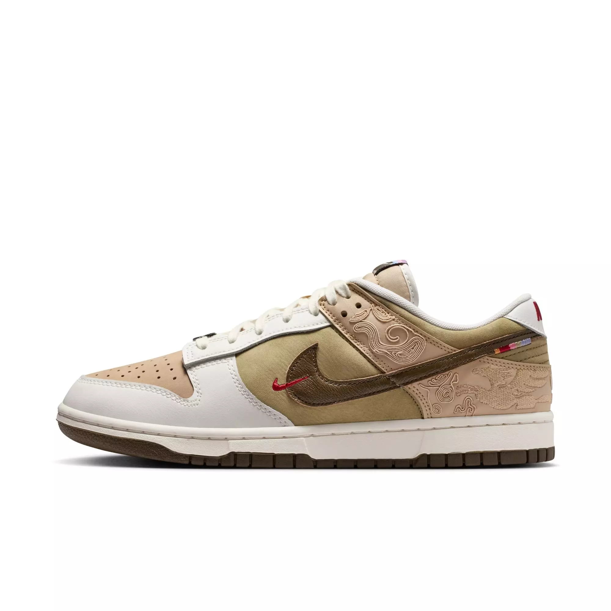 Nike Dunk Low "Linen/Dark Hazel/Phantom/Neutral Olive" Men's Shoe - WHITE/BROWN