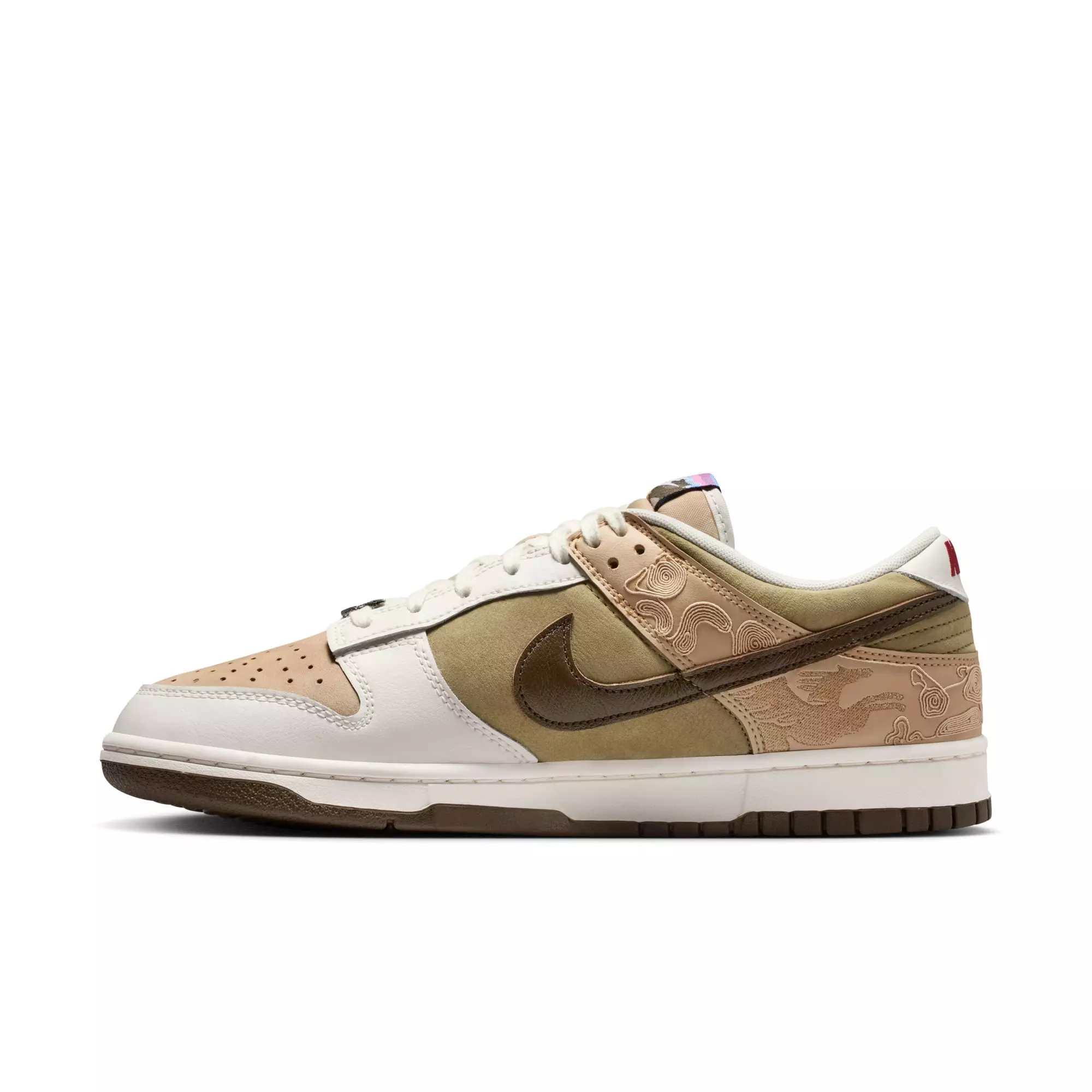 Nike Dunk Low "Linen/Dark Hazel/Phantom/Neutral Olive" Men's Shoe - WHITE/BROWN
