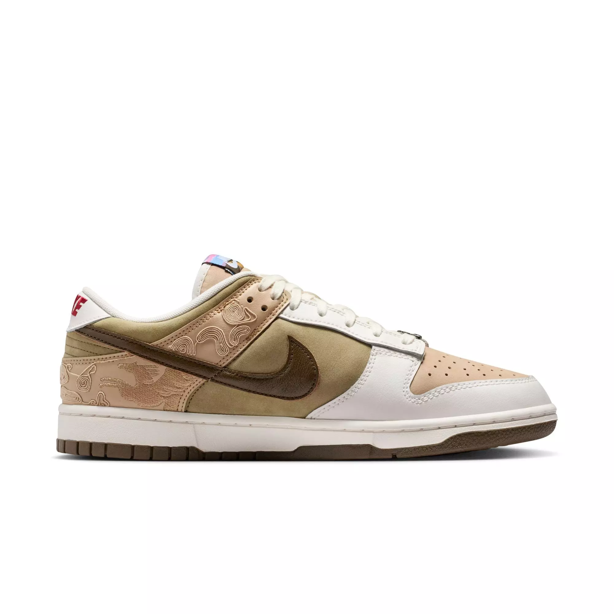 Nike Dunk Low "Linen/Dark Hazel/Phantom/Neutral Olive" Men's Shoe - WHITE/BROWN