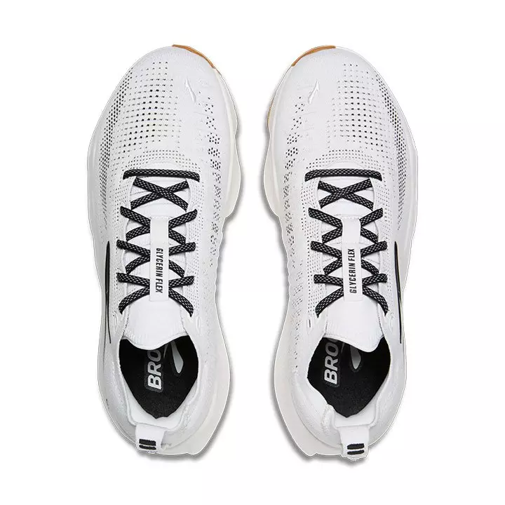 Brooks Glycerin Flex "White/Black/Gum" Men's Running Shoe - WHITE/BLACK