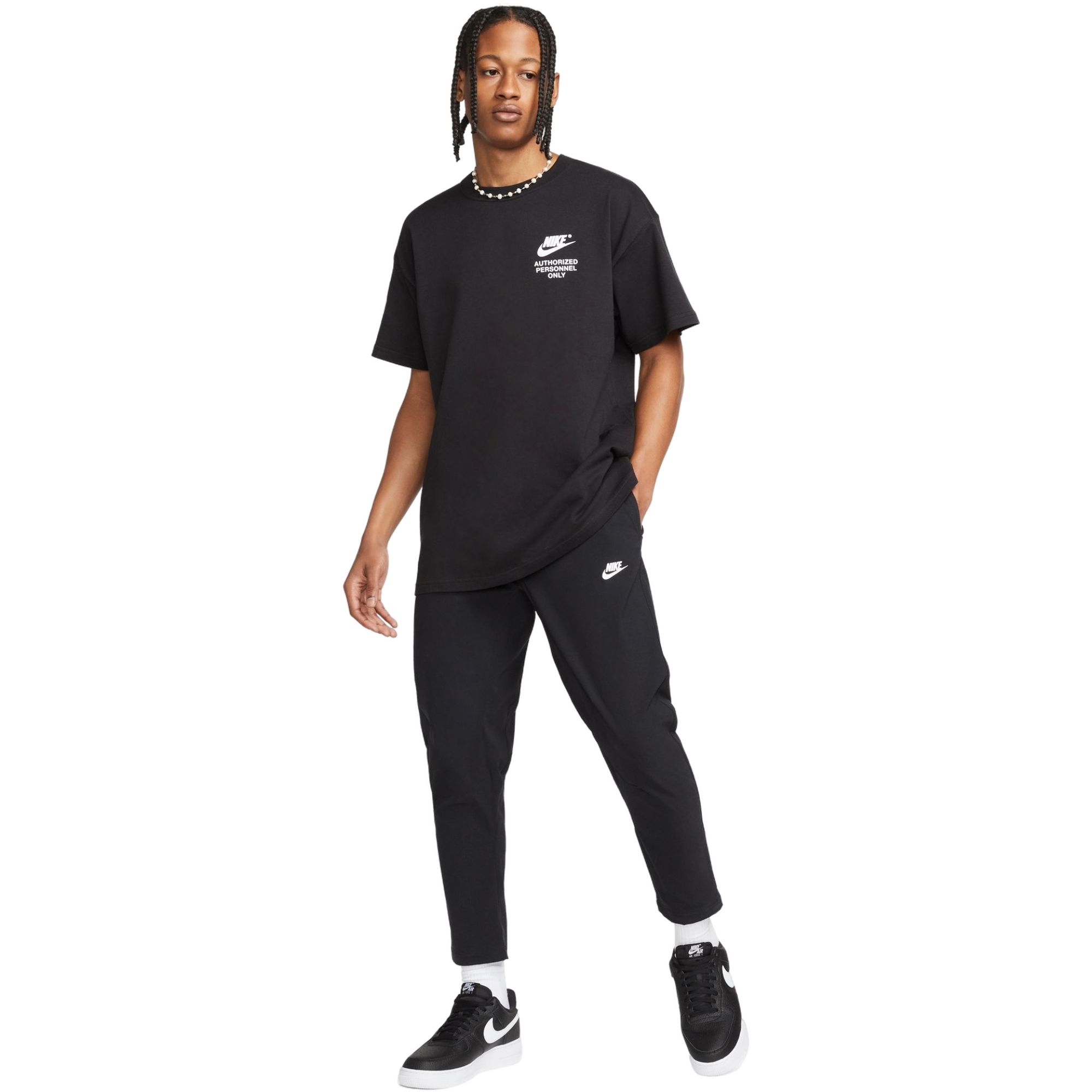Nike Men's Sportswear Tee-Black/White - BLACK/WHITE Thumbnail View 6