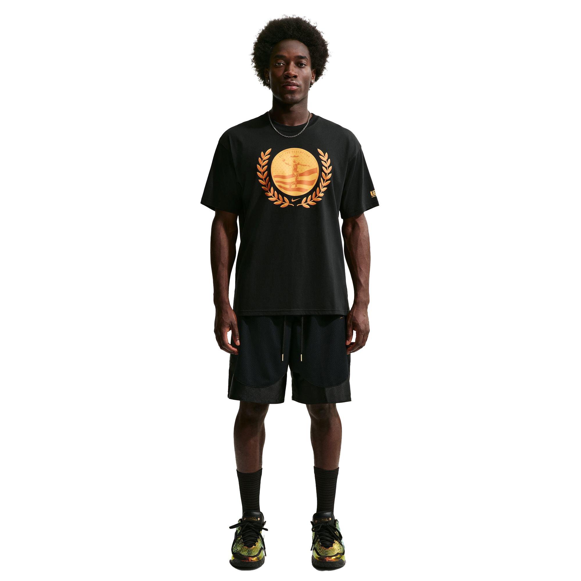 Nike LeBron "Out For Redemption" Men's Basketball Tee - BLACK Thumbnail View 5