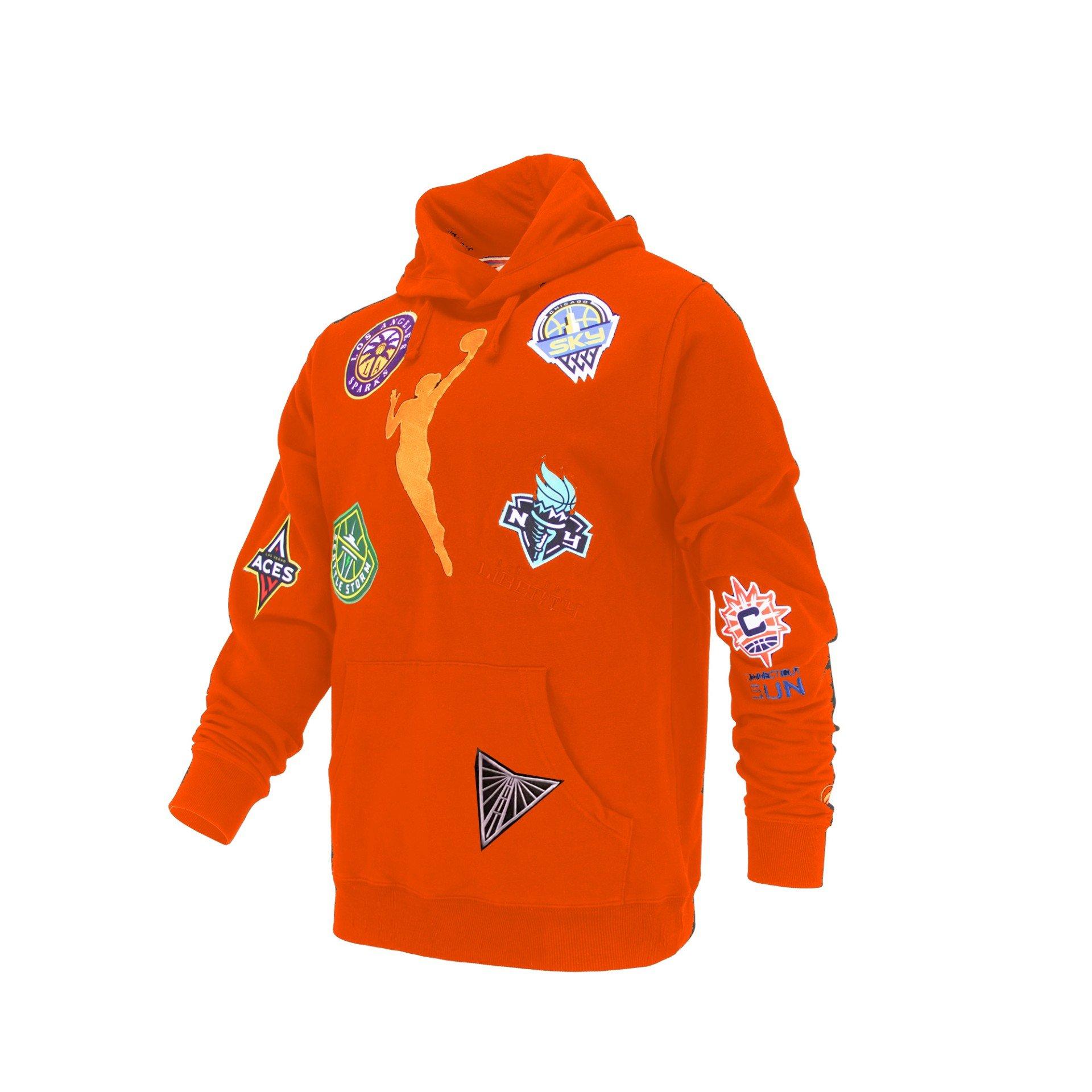 FISLL Men's WNBA All Over Print Fleece Hoodie - Orange - ORANGE Thumbnail View 1