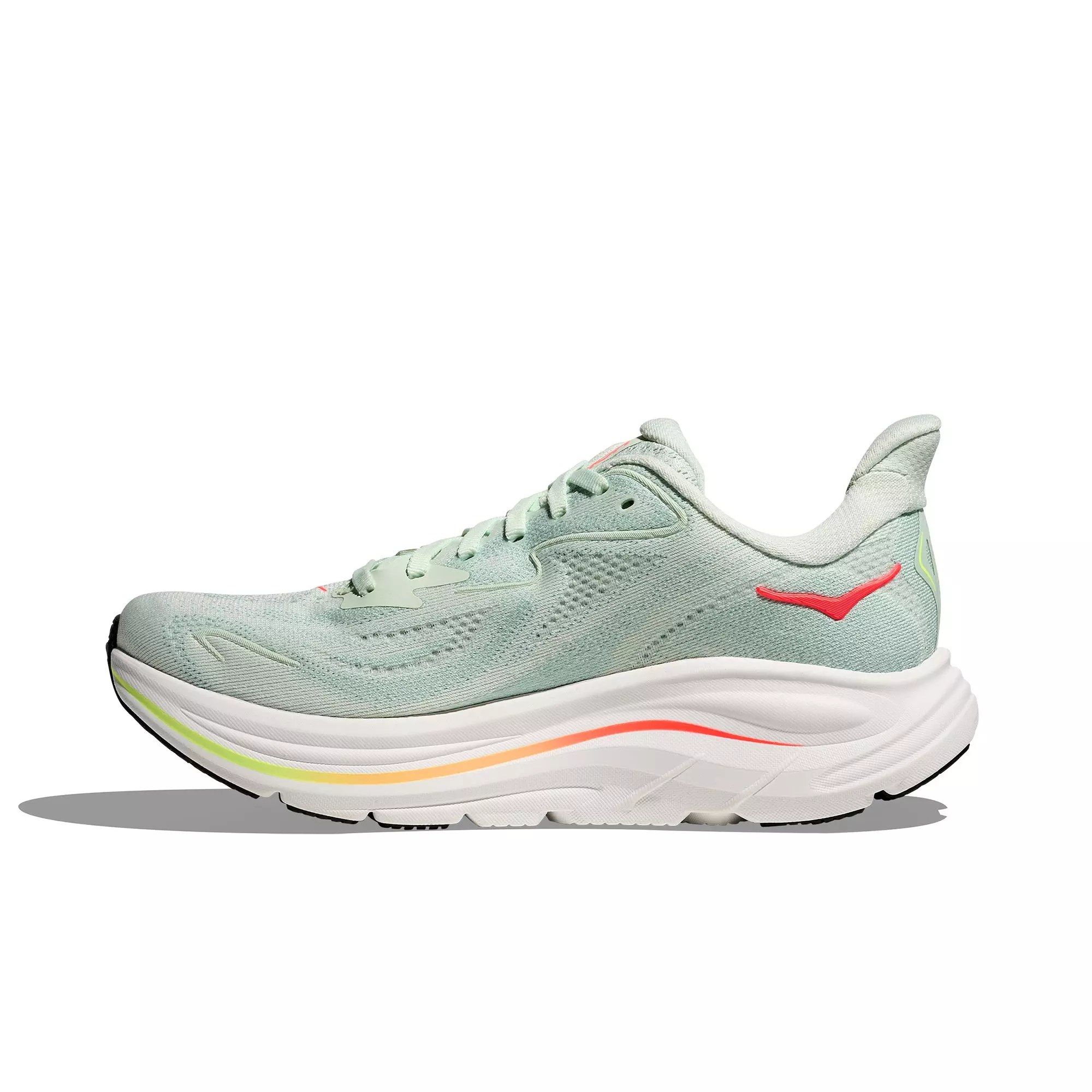 Hoka Clifton 10 "Sea Glass/Neon Flame" Women's Running Shoe - GREEN/WHITE/YELLOW