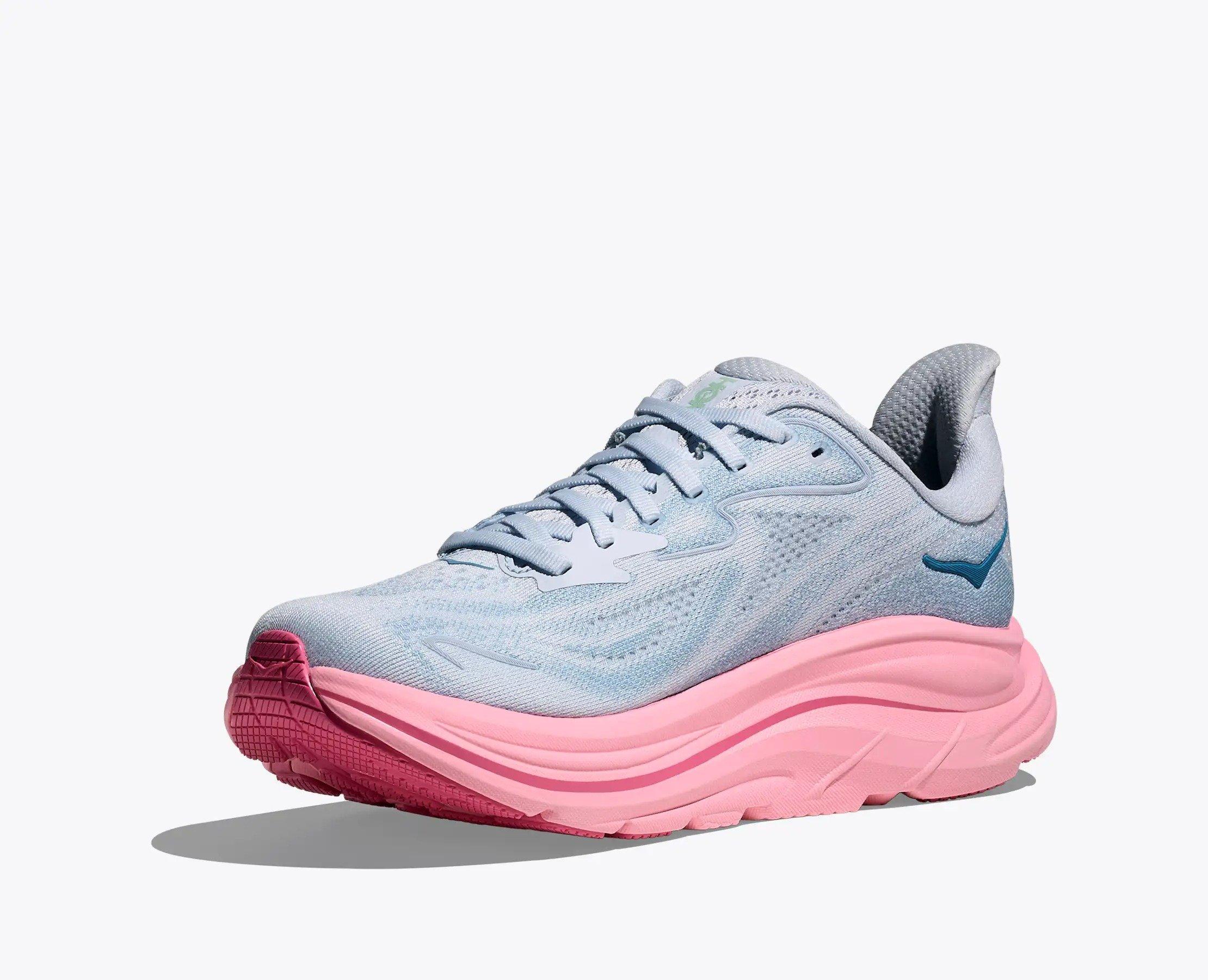 Hoka Clifton 10 "Overcast/Petal" Women's Running Shoe - BLUE/PINK Thumbnail View 3