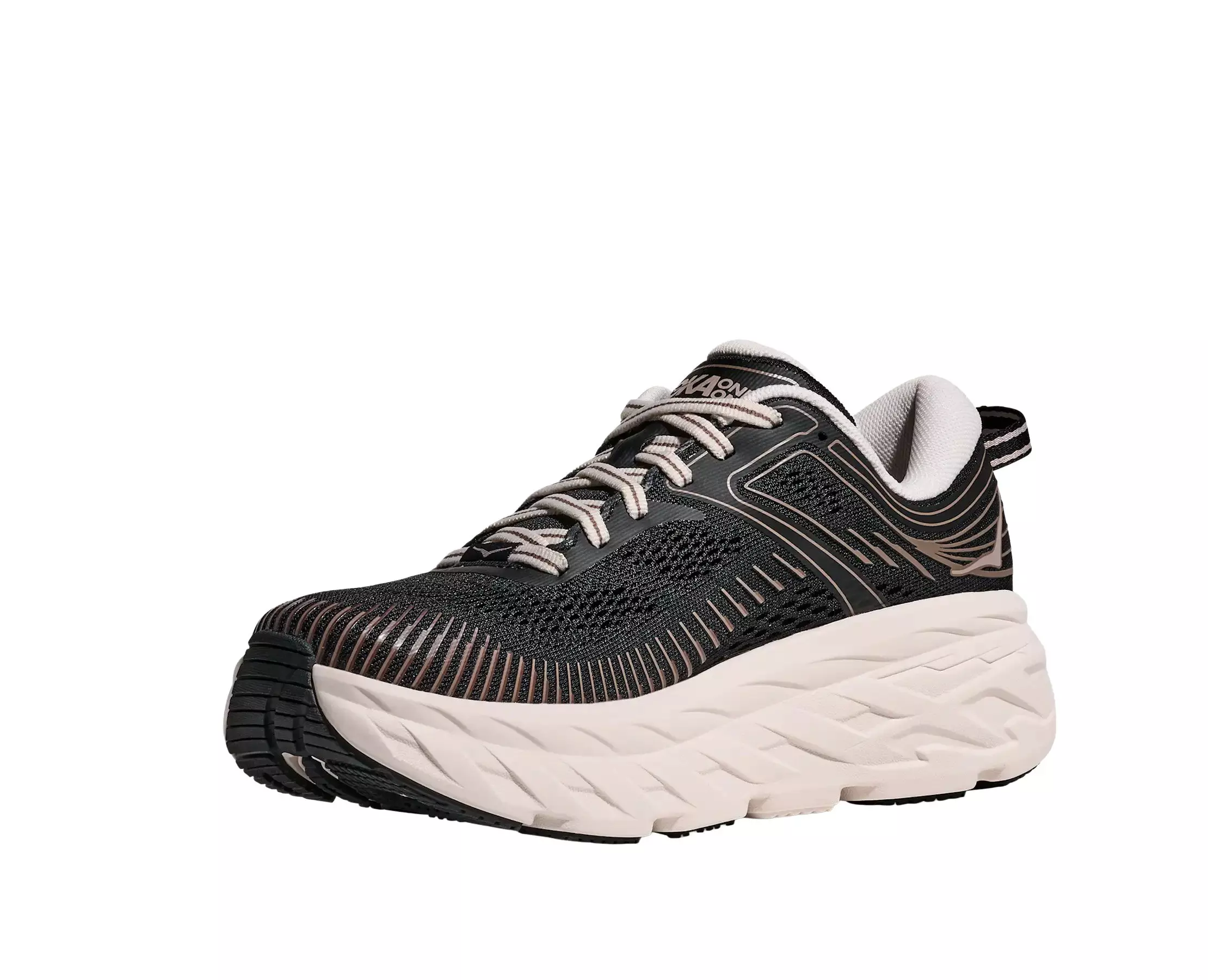 Hoka Bondi 7 "Black/Rose Cream" Women's Running Shoe - BLACK/PINK