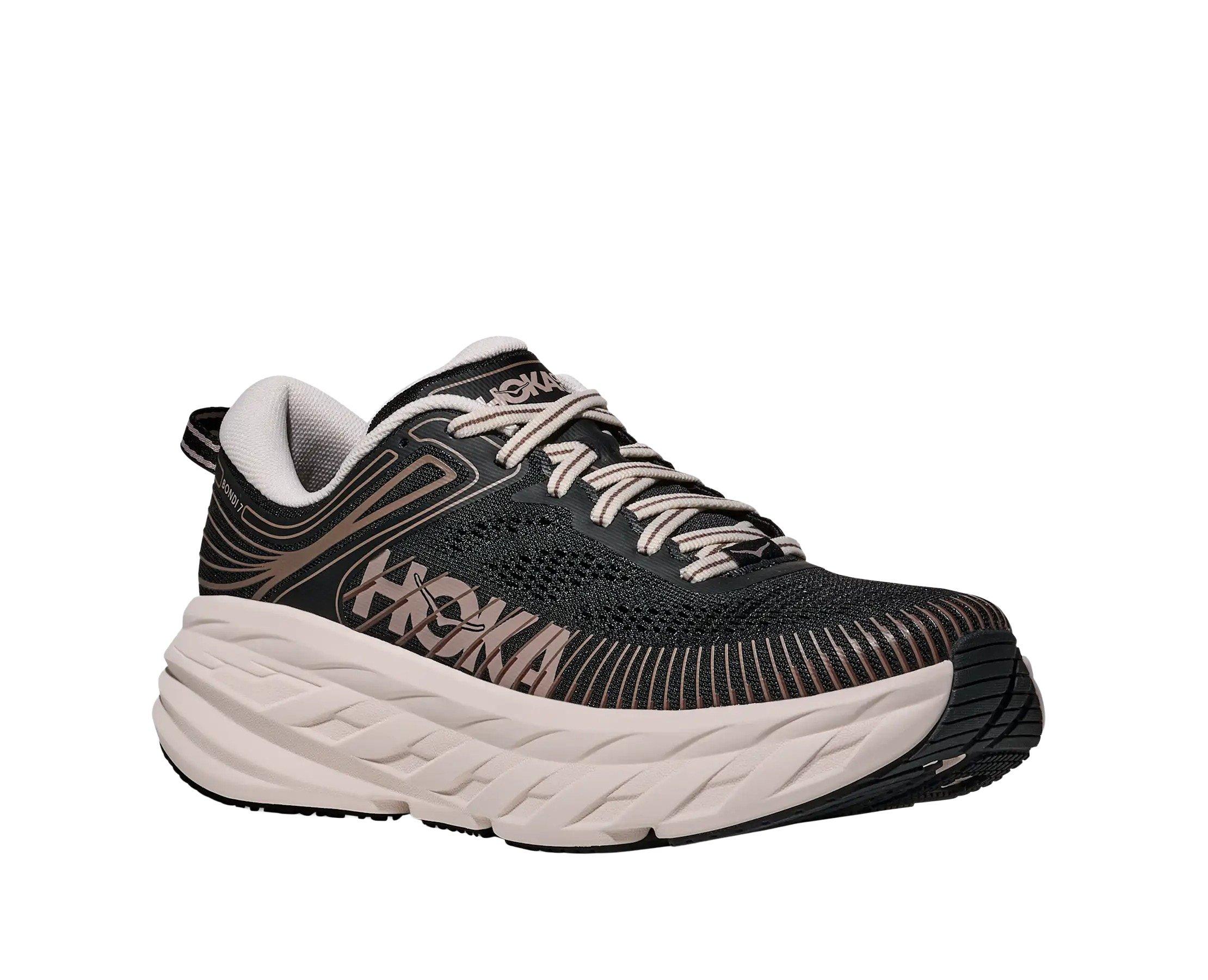Hoka Bondi 7 "Black/Rose Cream" Women's Running Shoe - BLACK/PINK Thumbnail View 6