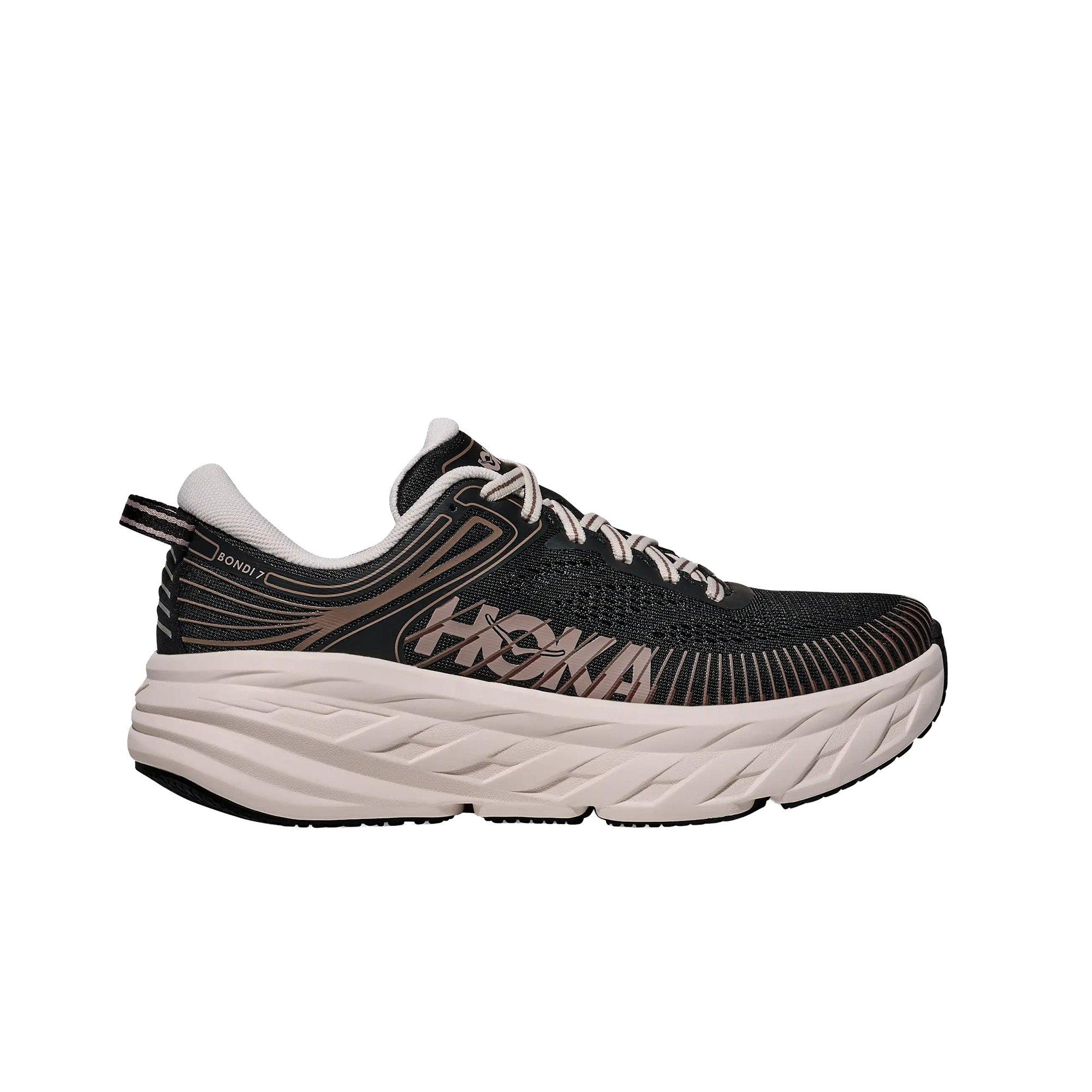 Hoka Bondi 7 Women's Running - Black/Rose Cream | Hibbett