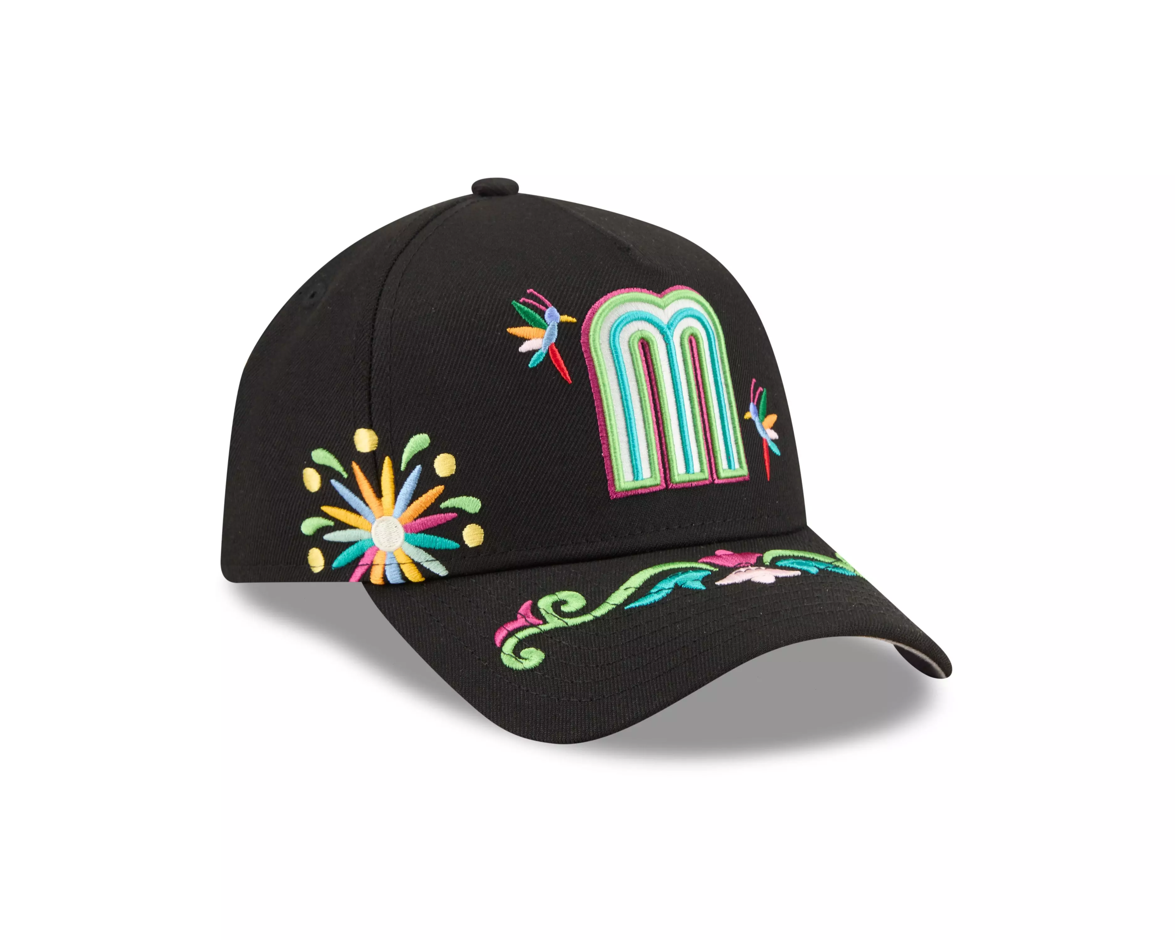 New Era Mexico 9FORTY A-Frame All Over Print Snapback Hat-Black - BLACK