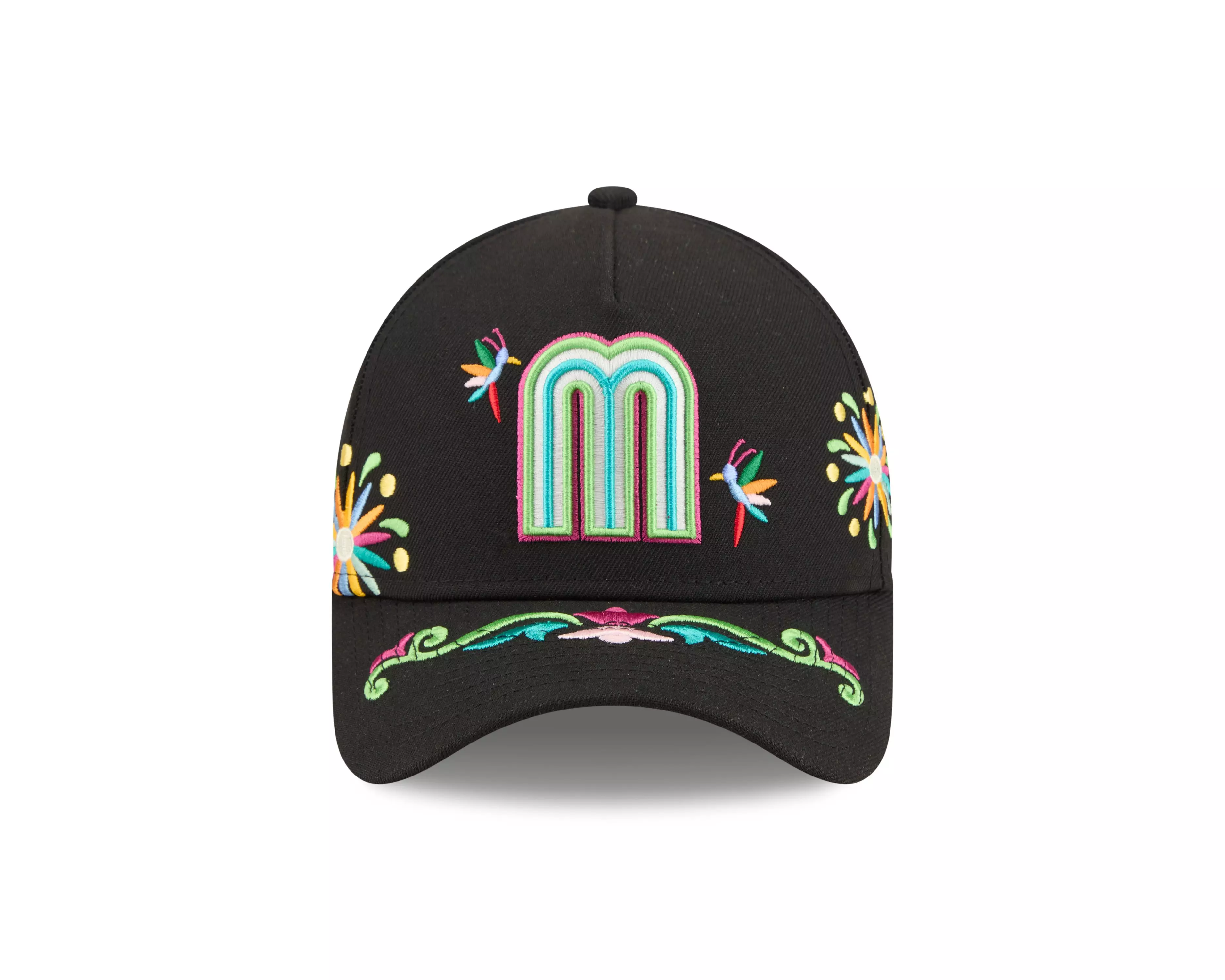 New Era Mexico 9FORTY A-Frame All Over Print Snapback Hat-Black - BLACK