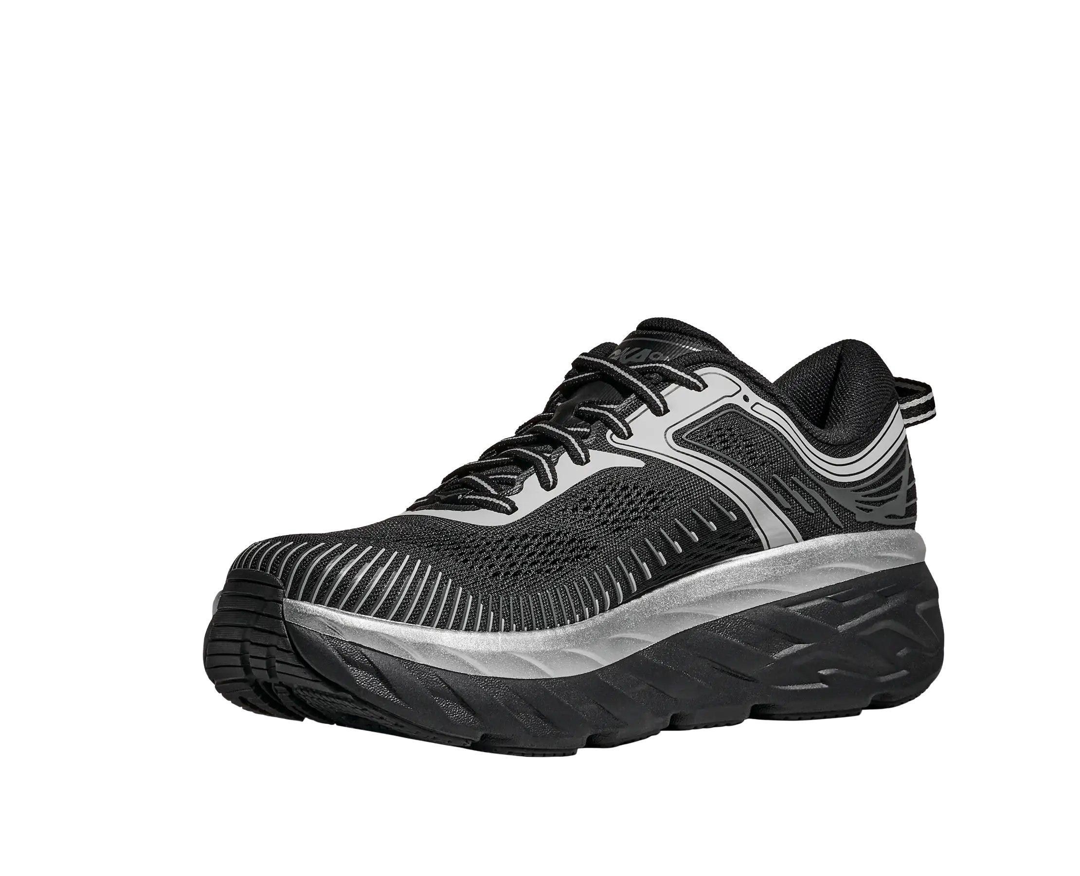 Hoka Bondi 7 Stealth "Black/Stardust" Men's Shoe - BLACK/SILVER Thumbnail View 3