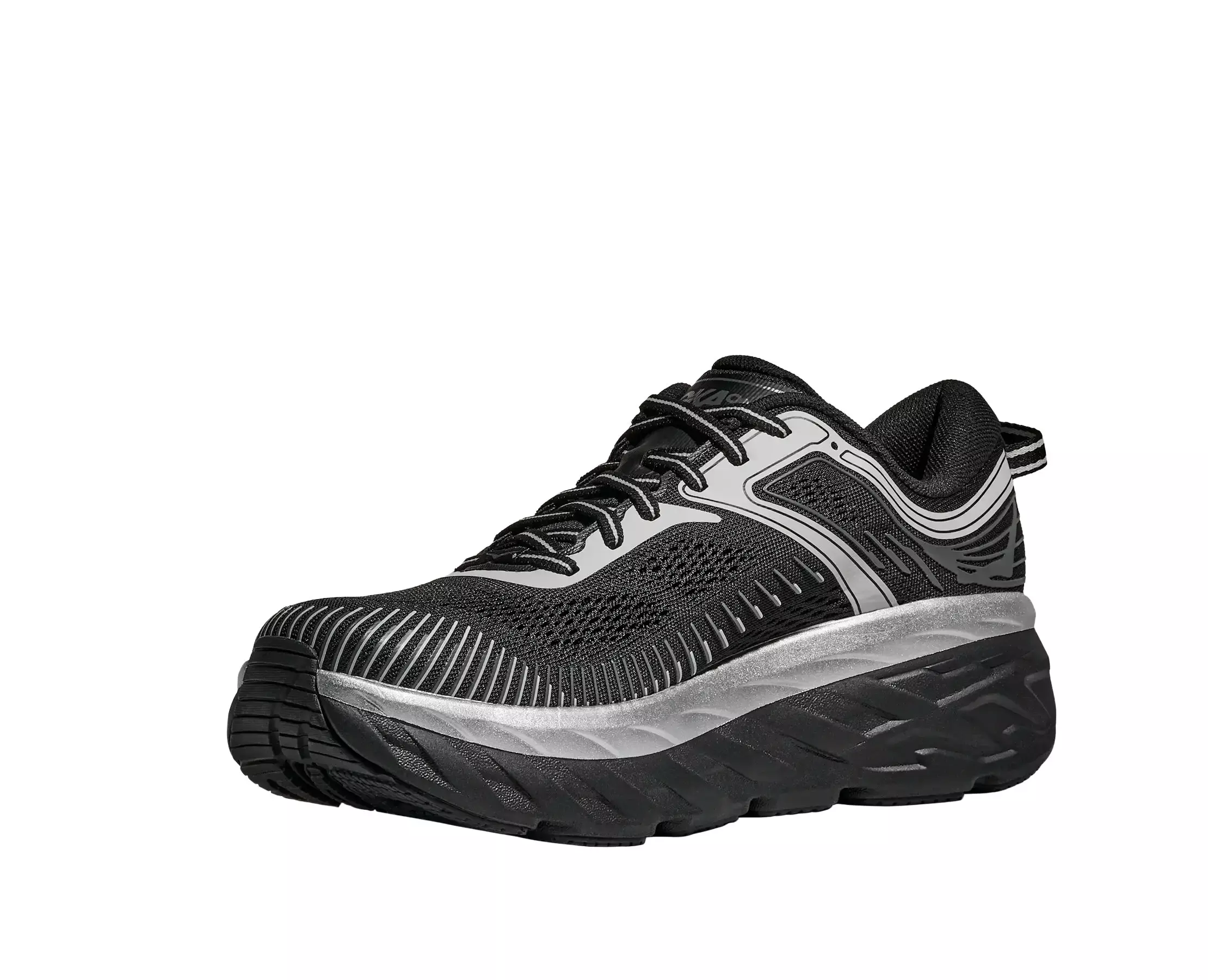Hoka Bondi 7 Stealth "Black/Stardust" Men's Shoe - BLACK/SILVER