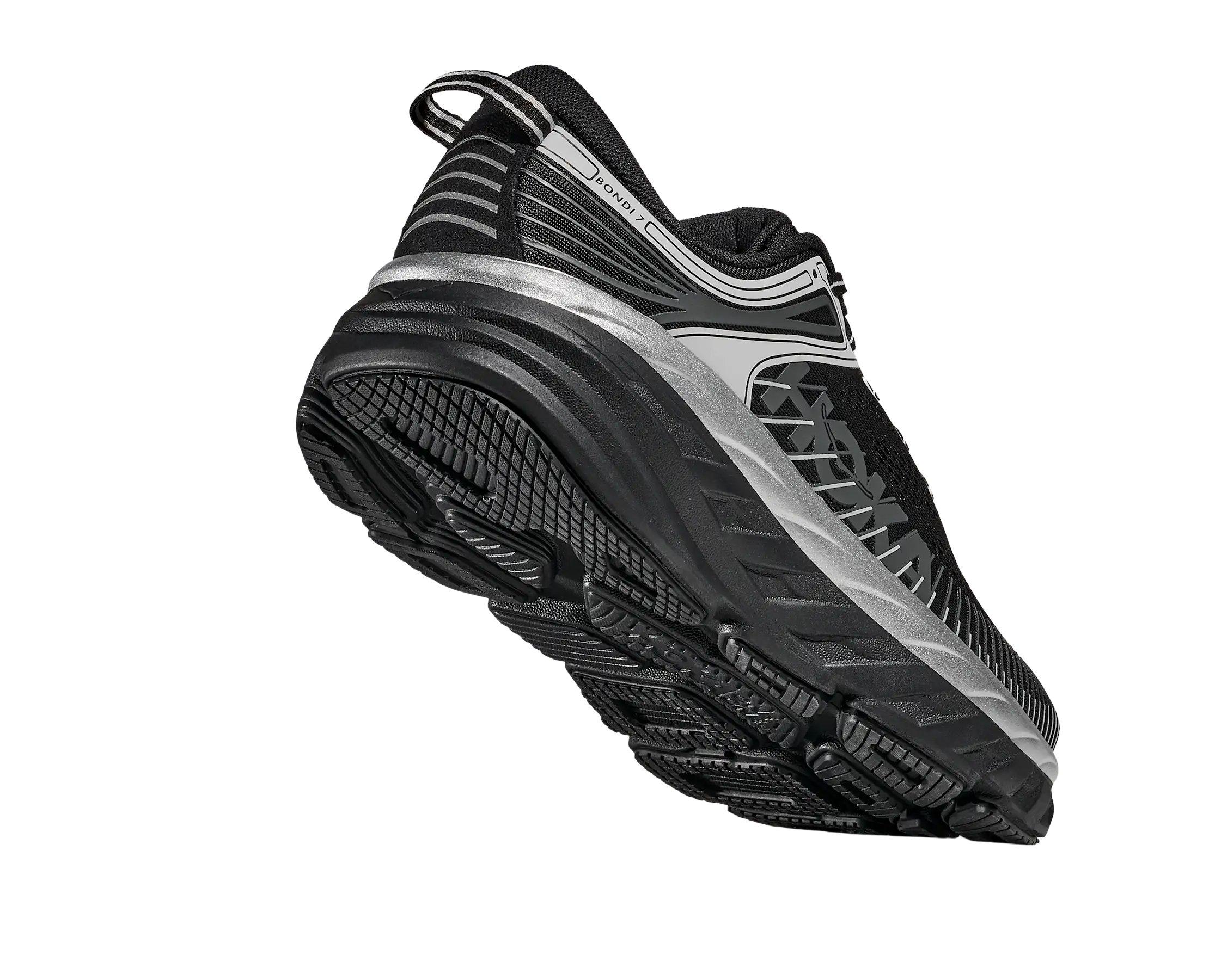 Hoka Bondi 7 Stealth "Black/Stardust" Men's Shoe - BLACK/SILVER Thumbnail View 4