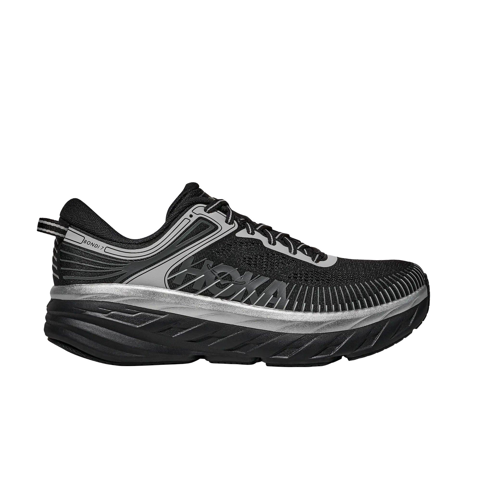 Hoka Bondi 7 Stealth "Black/Stardust" Men's Shoe - BLACK/SILVER Thumbnail View 1
