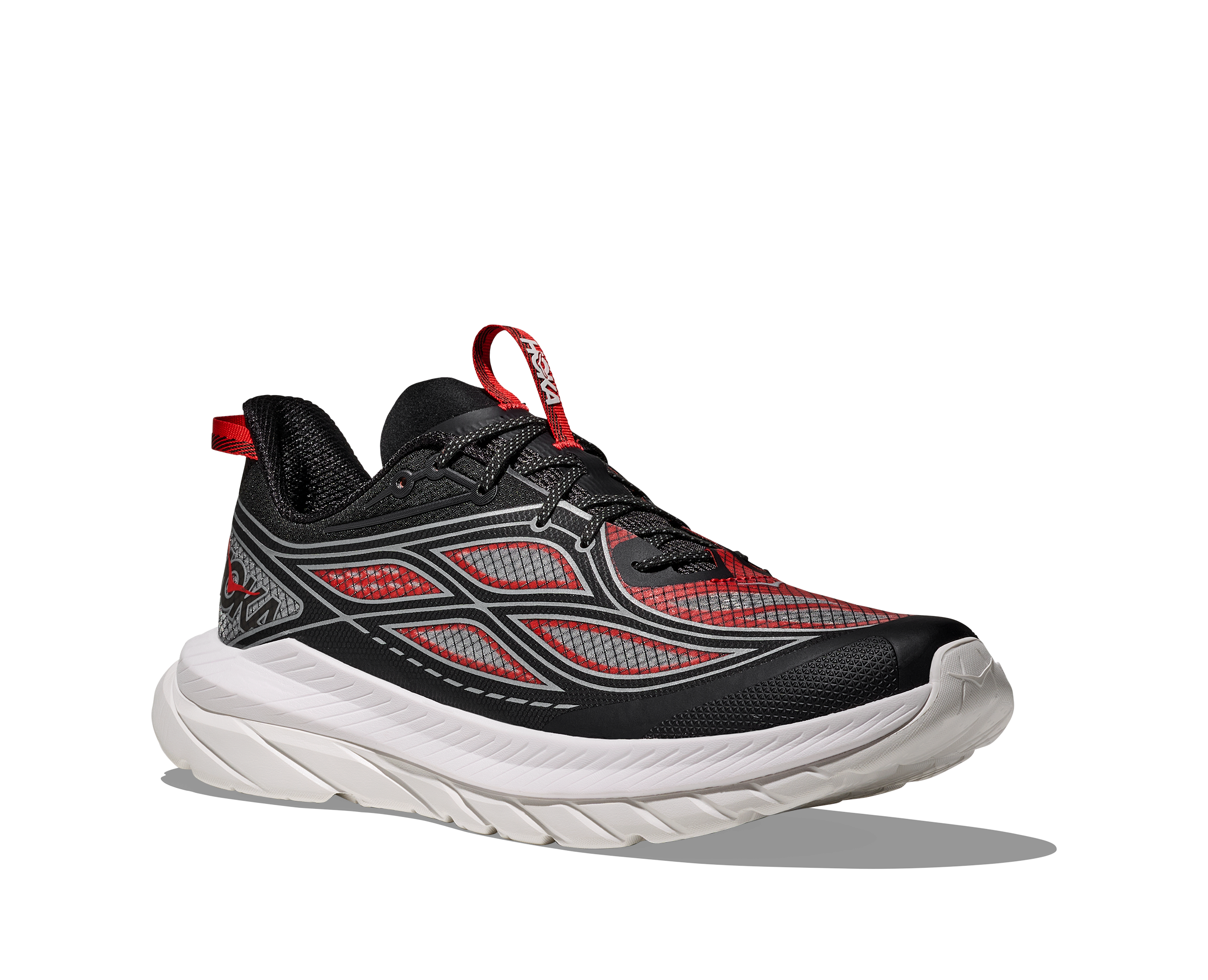 Hoka Mach Remastered "Carbon Black/Habanero" Men's Running Shoe - BLACK/RED/WHITE Thumbnail View 4