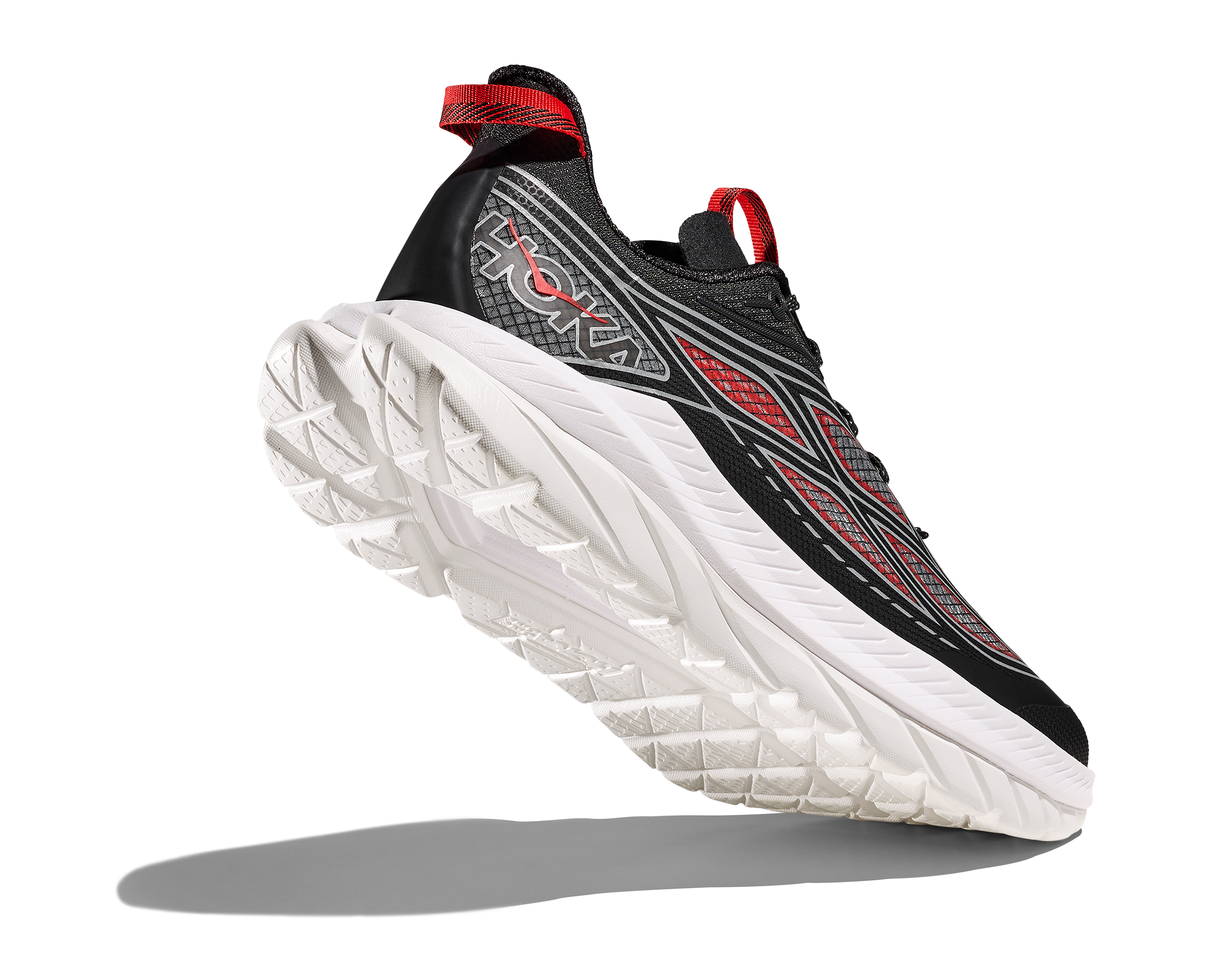 Hoka Mach Remaster "Carbon Black/Habanero" Men's Running Shoe - BLACK/RED/WHITE Thumbnail View 5