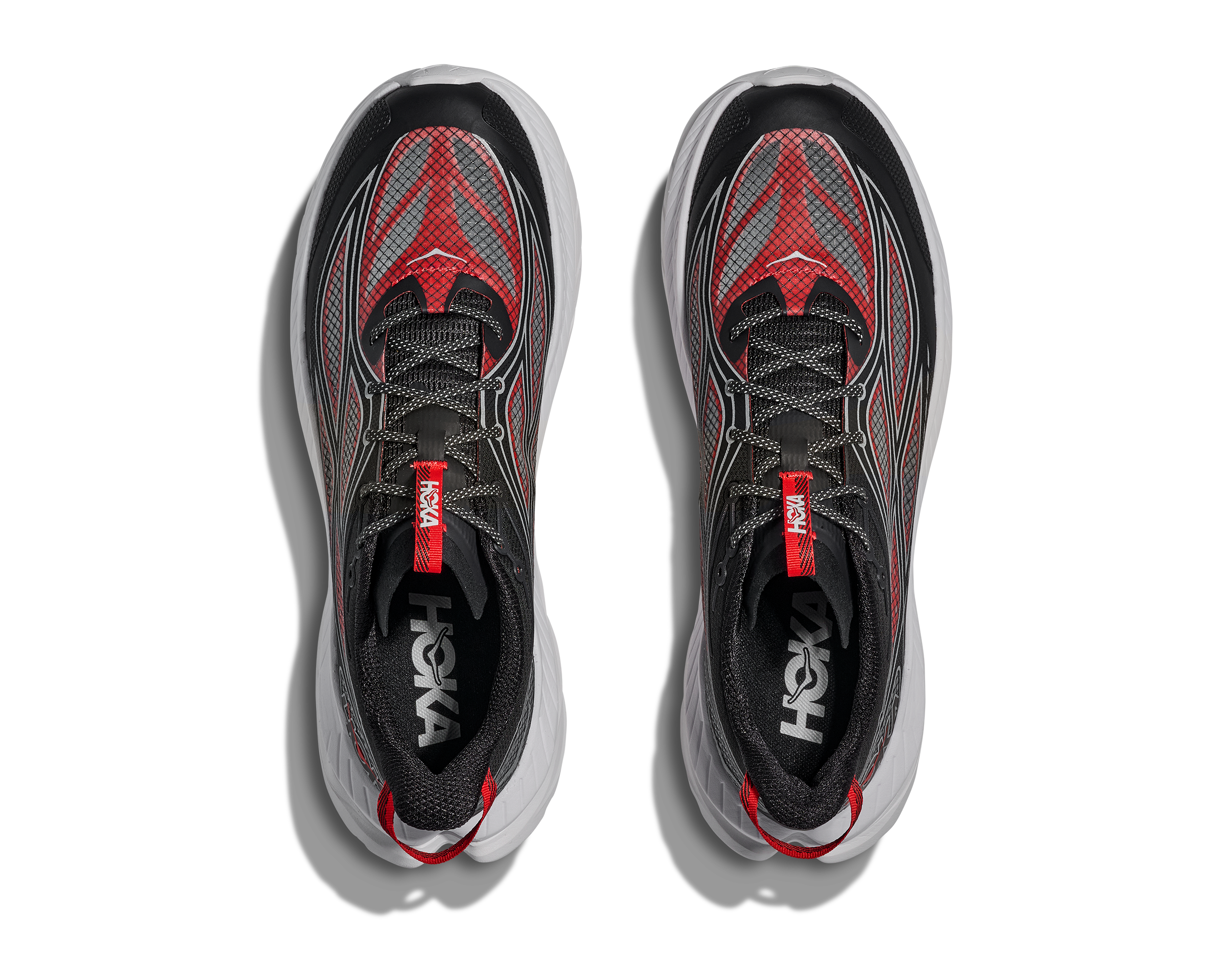 Hoka Mach Remaster "Carbon Black/Habanero" Men's Running Shoe - BLACK/RED/WHITE Thumbnail View 7
