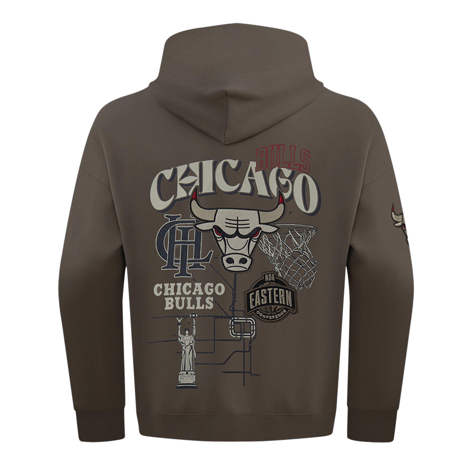 Pro Standard Men's Chicago Bulls Neutral Fleece Hoodie-Brown - BROWN Thumbnail View 2