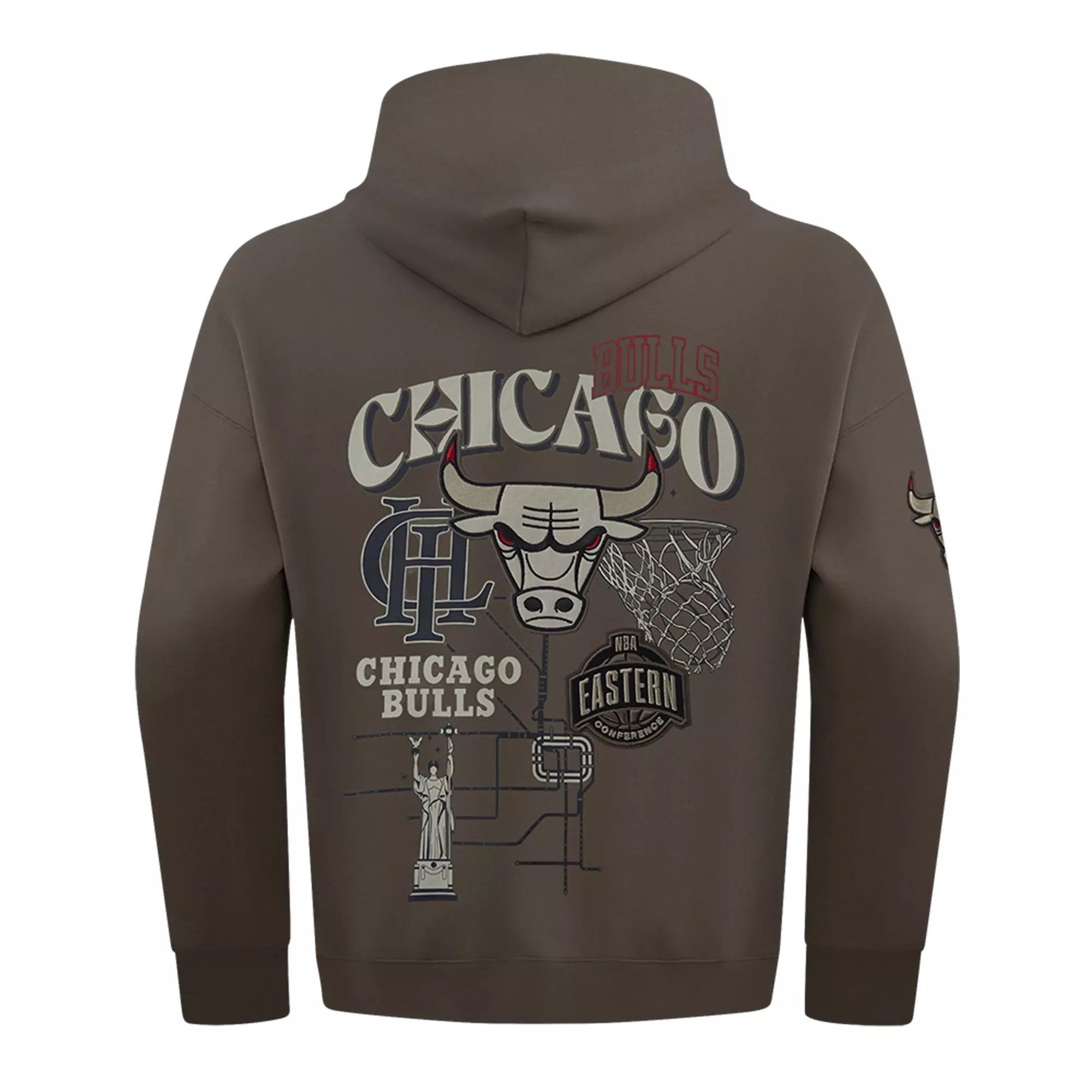 Pro Standard Men's Chicago Bulls Neutral Fleece Hoodie-Brown - BROWN