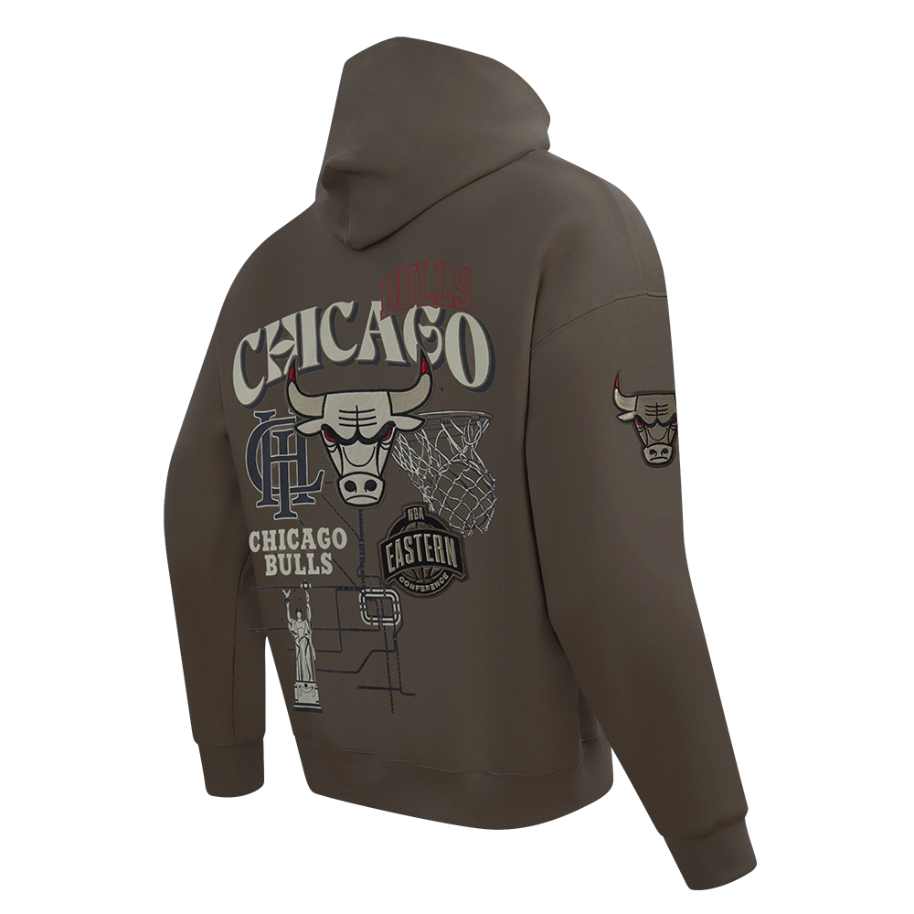 Pro Standard Men's Chicago Bulls Neutral Fleece Hoodie-Brown - BROWN Thumbnail View 4