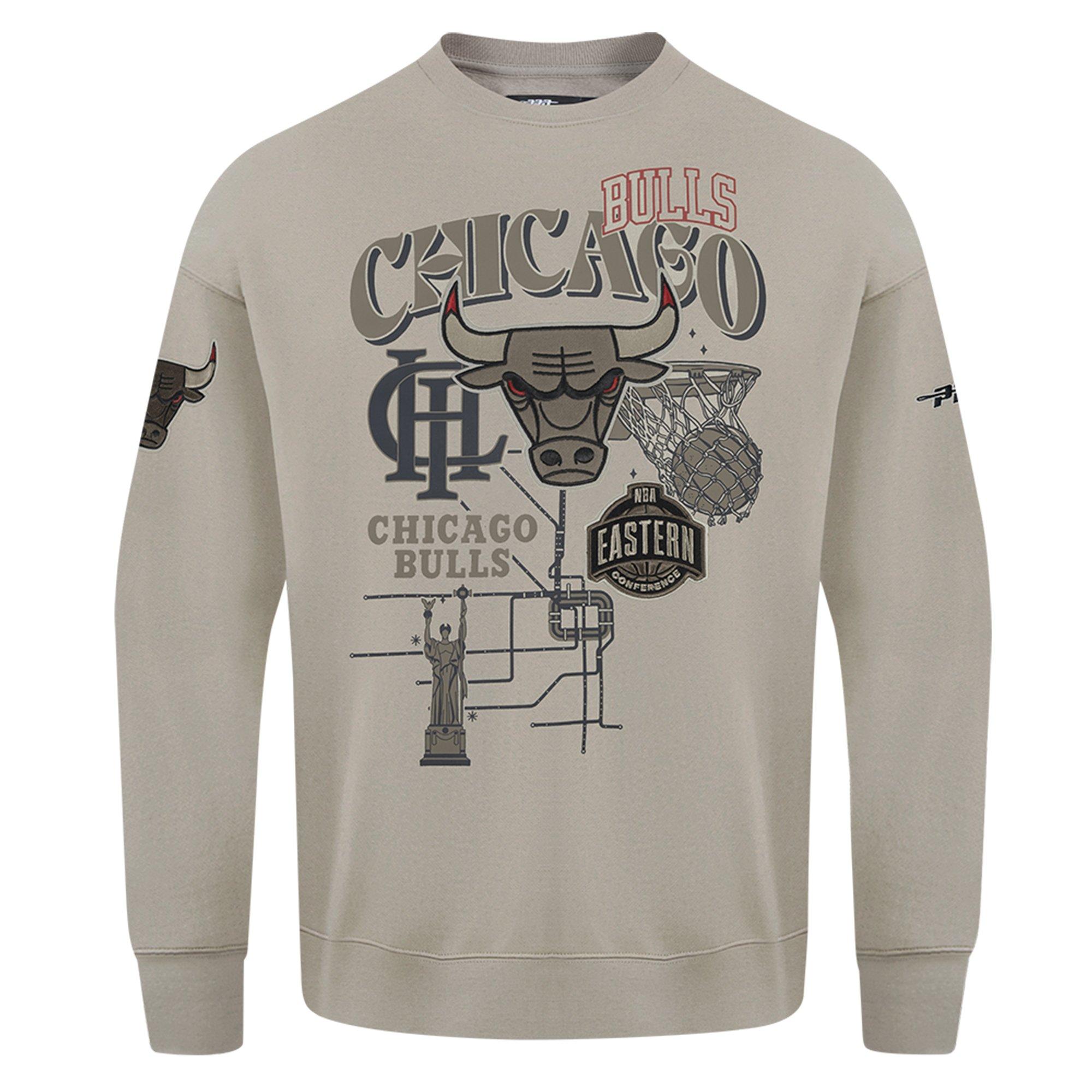 Pro Standard Men's Chicago Bulls Fleece Crew Sweater-Tan - TAN Thumbnail View 1