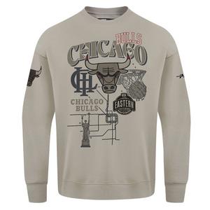 Pro Standard Men's Chicago Bulls Fleece Crew Sweater-Tan