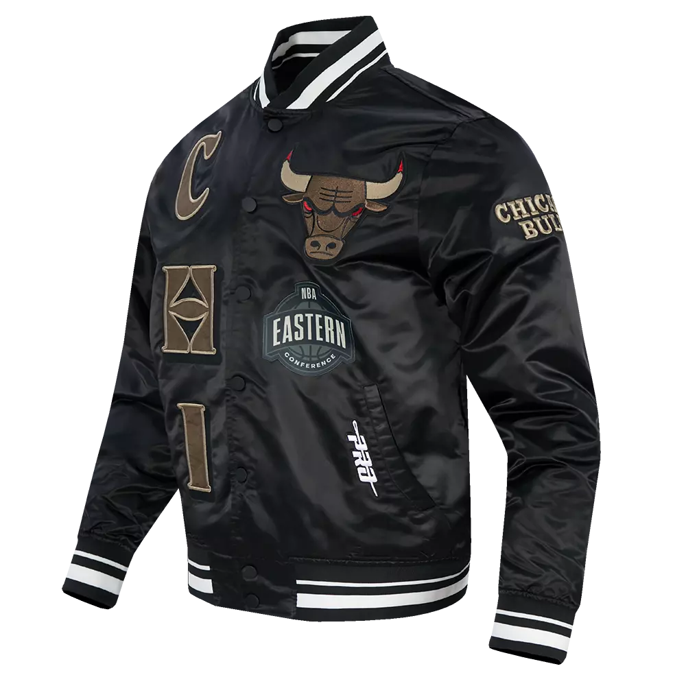 Pro Standard Chicago Bulls Neutral Bull Varsity Jacket-Black - BLACK