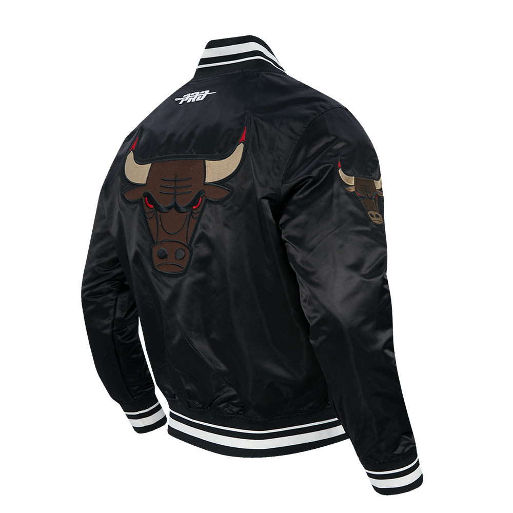 Pro Standard Chicago Bulls Neutral Bull Varsity Jacket-Black - BLACK Thumbnail View 4
