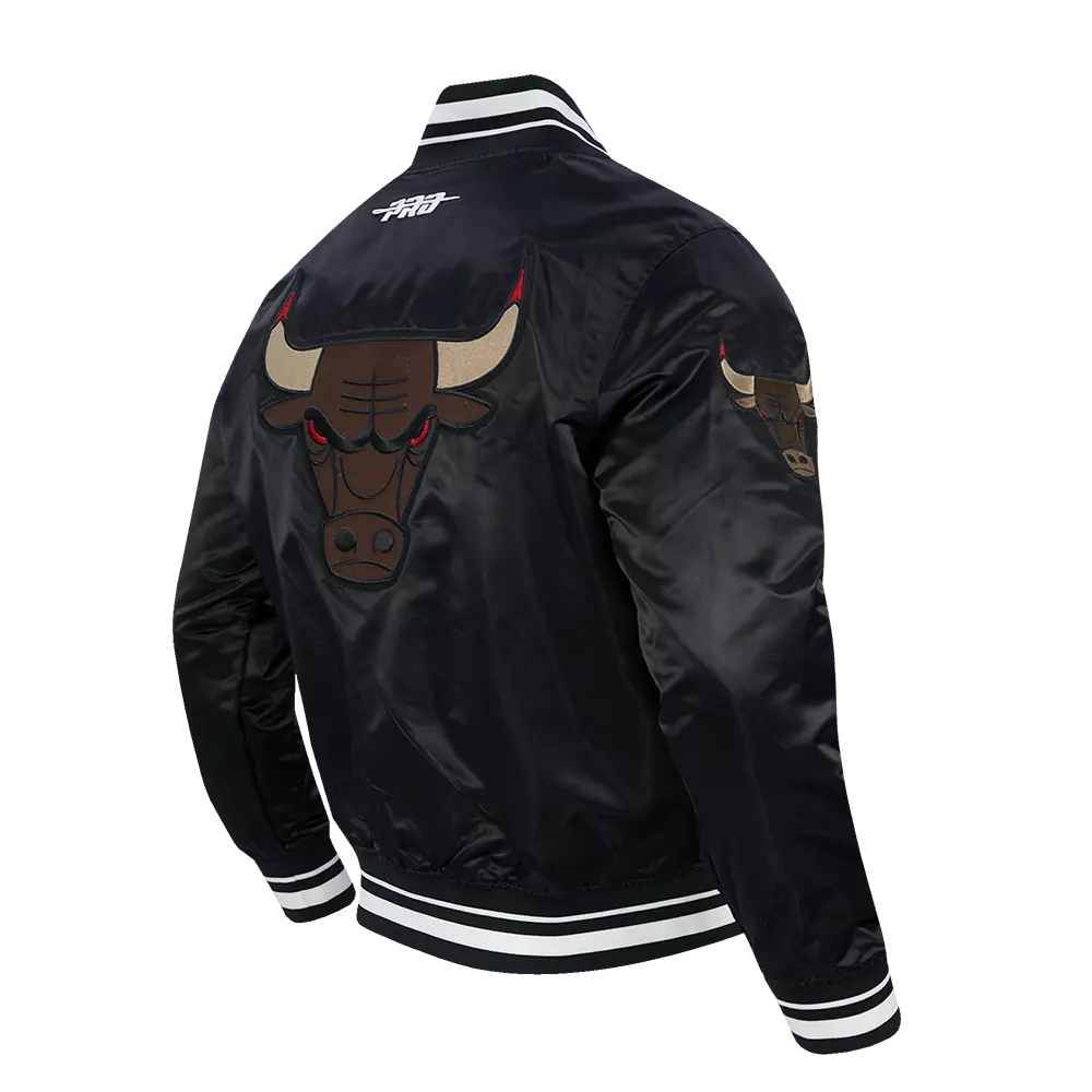 Pro Standard Chicago Bulls Neutral Bull Varsity Jacket-Black - BLACK