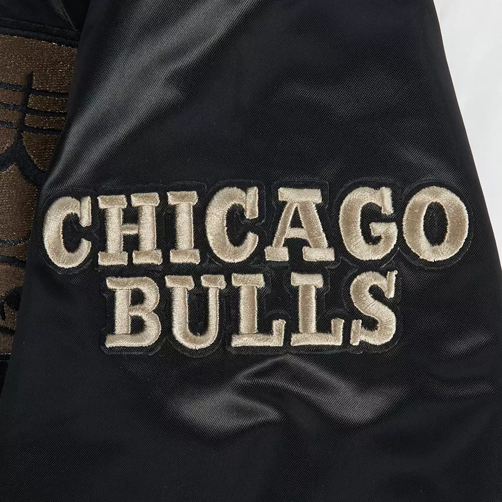 Pro Standard Chicago Bulls Neutral Bull Varsity Jacket-Black - BLACK