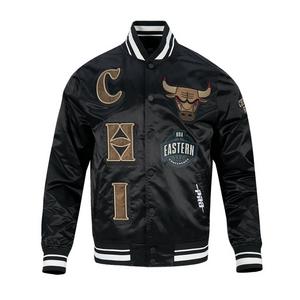 Pro Standard Chicago Bulls Neutral Bull Varsity Jacket-Black