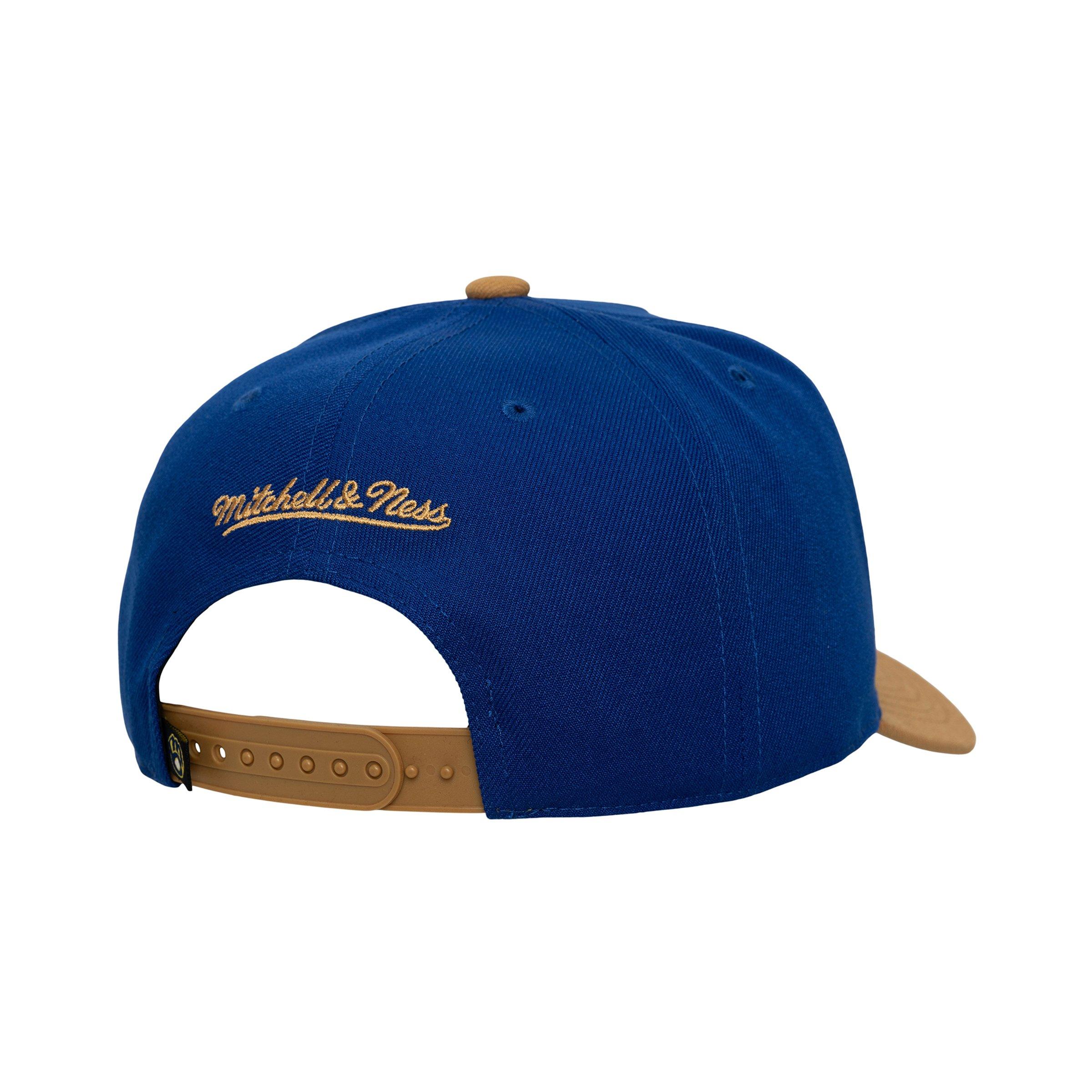 Mitchell & Ness Milwaukee Brewers Side Script Blue Snapback Hat