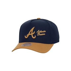 Mitchell & Ness Atlanta Braves Side Script Snapback Hat-Blue