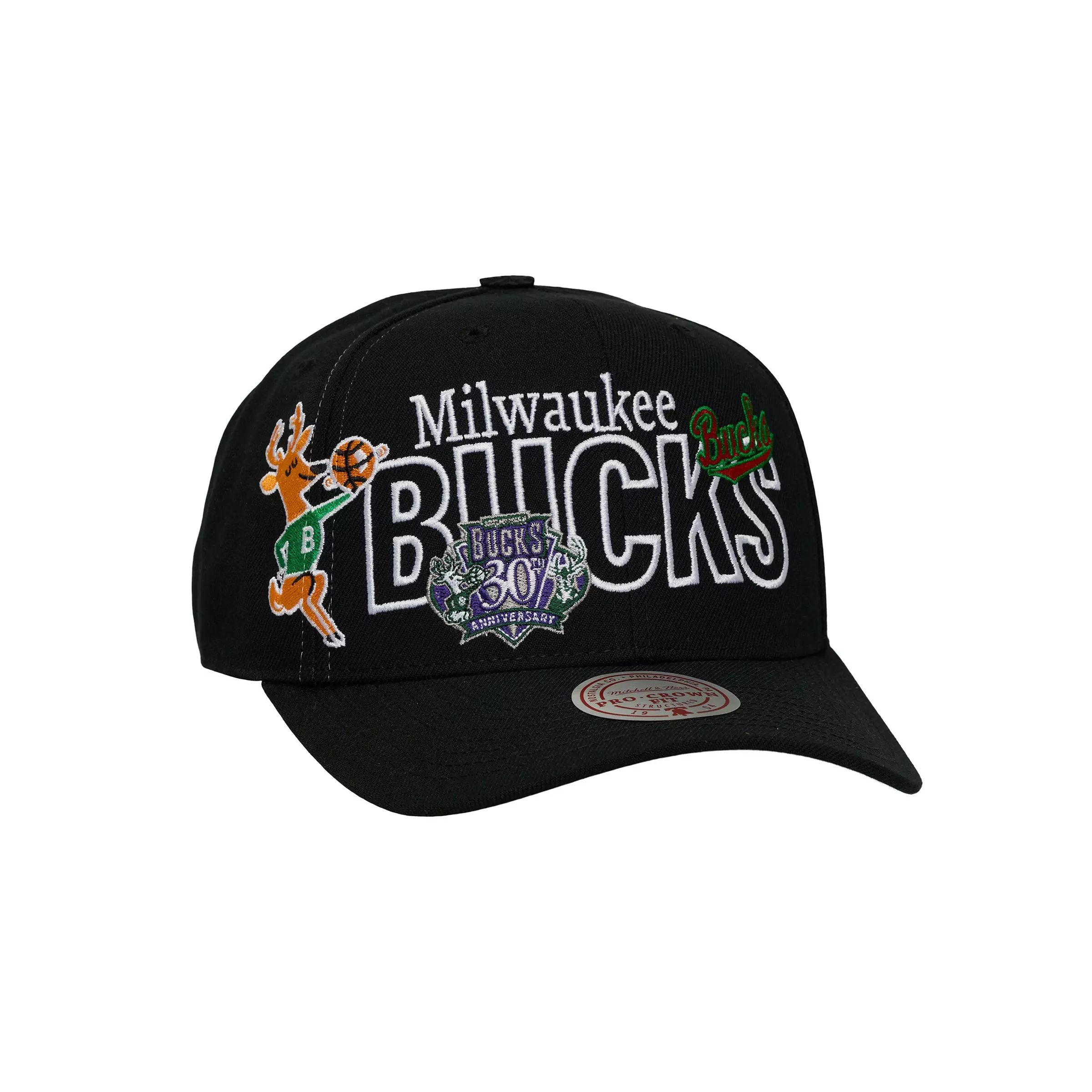 Mitchell & Ness Milwaukee Bucks Mash Up Snapback Hat - Black - BLACK
