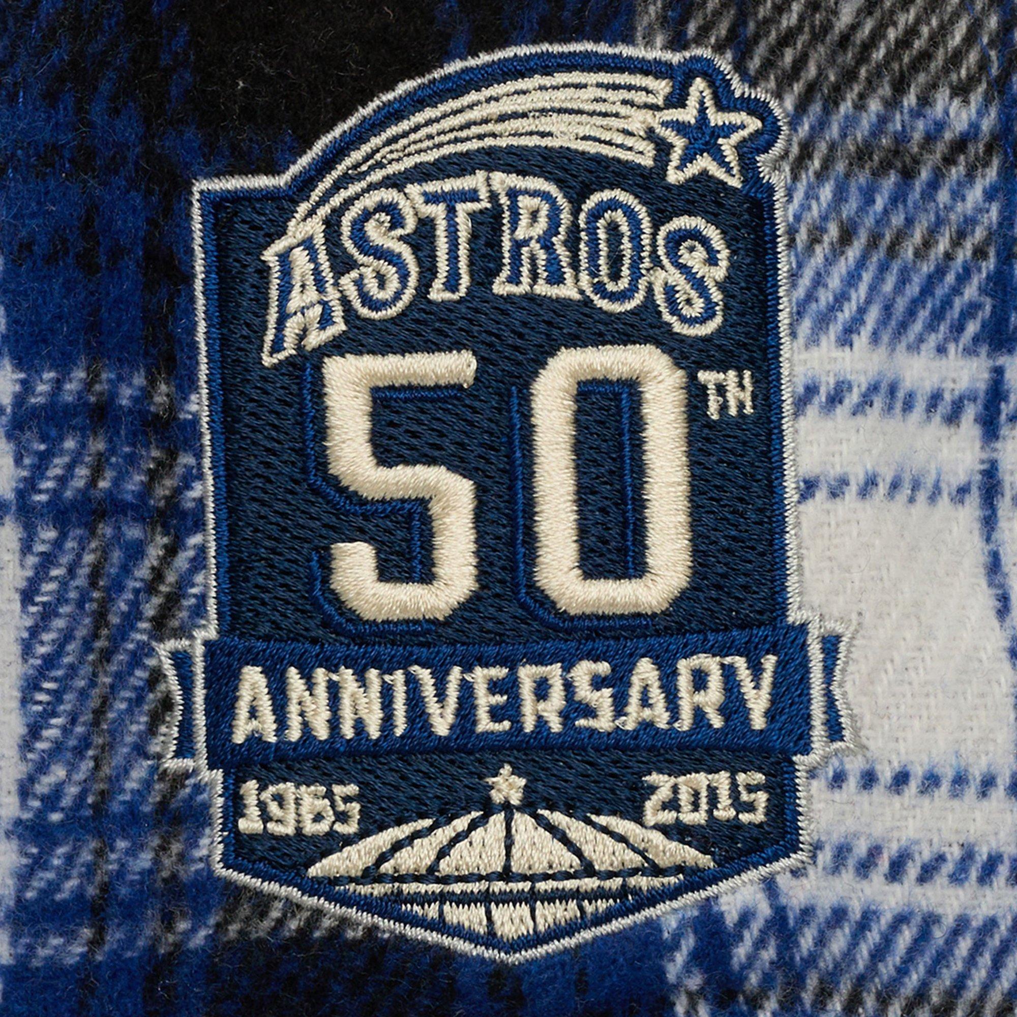 Mitchell & Ness Houston Astros Plaid Snapback Hat-Navy - NAVY Thumbnail View 3