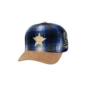 Mitchell & Ness Houston Astros Plaid Snapback Hat-Navy