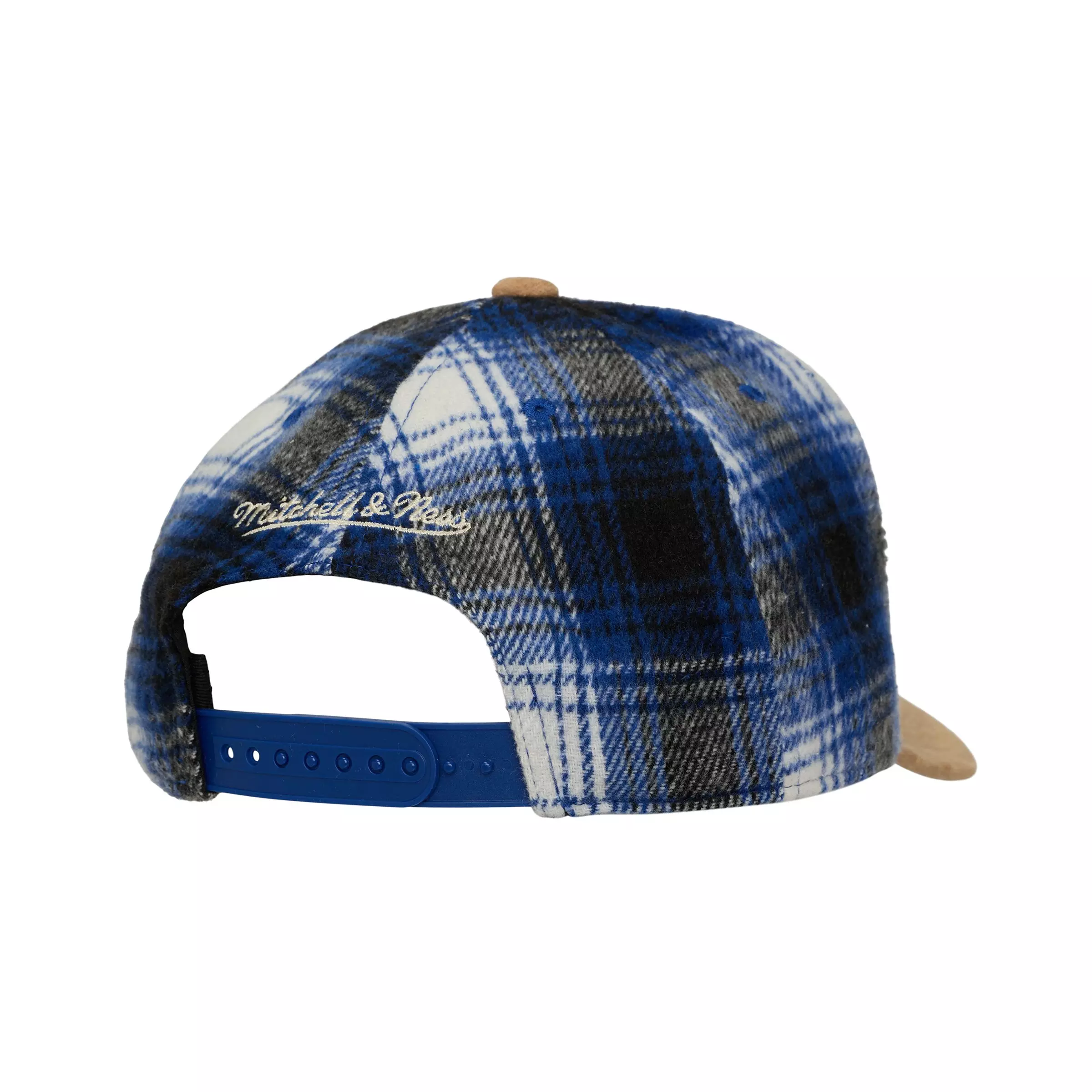 Mitchell & Ness Atlanta Braves Plaid Snapback Hat - Navy - NAVY