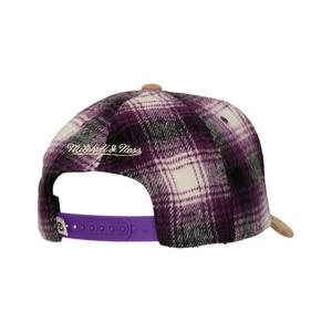 Mitchell & Ness Arizona Diamondbacks Plaid Snapback Hat-Purple