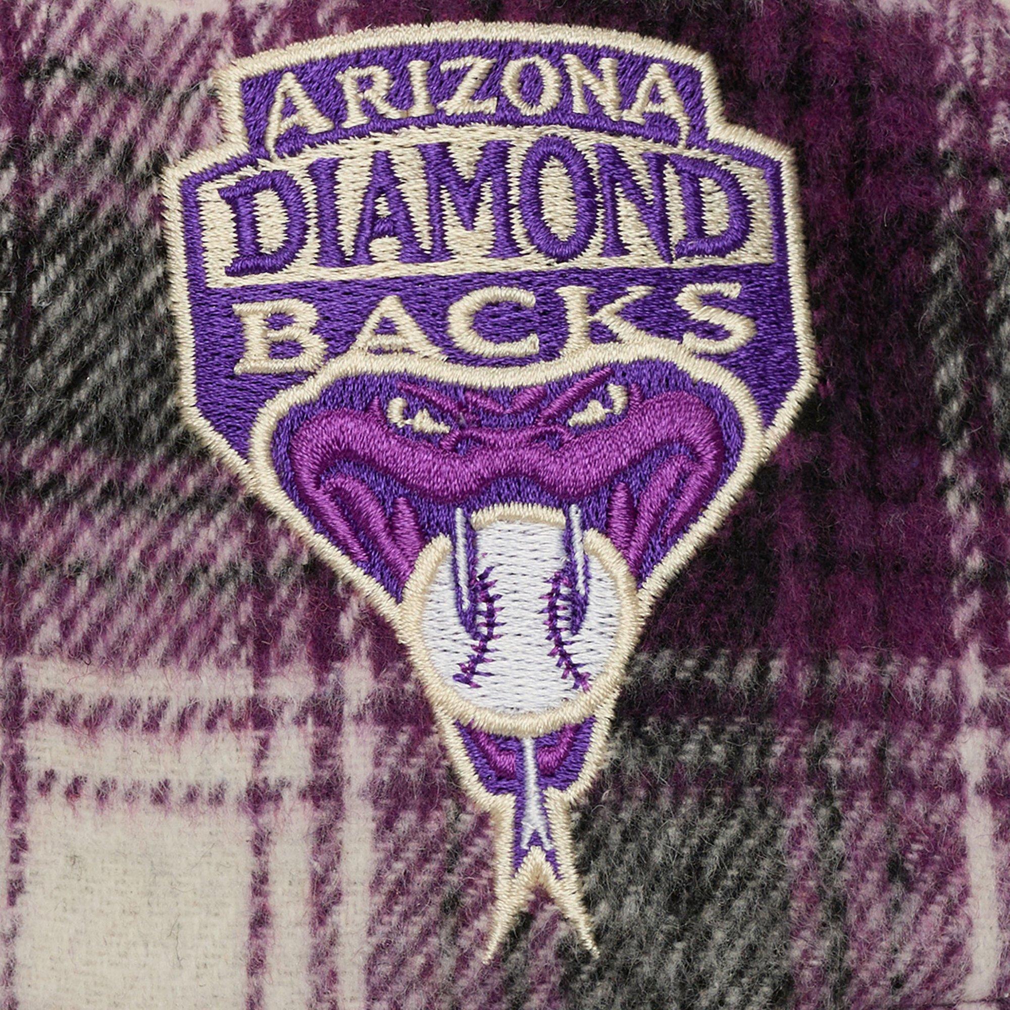 Mitchell & Ness Arizona Diamondbacks Plaid Snapback Hat-Purple - PURPLE Thumbnail View 3