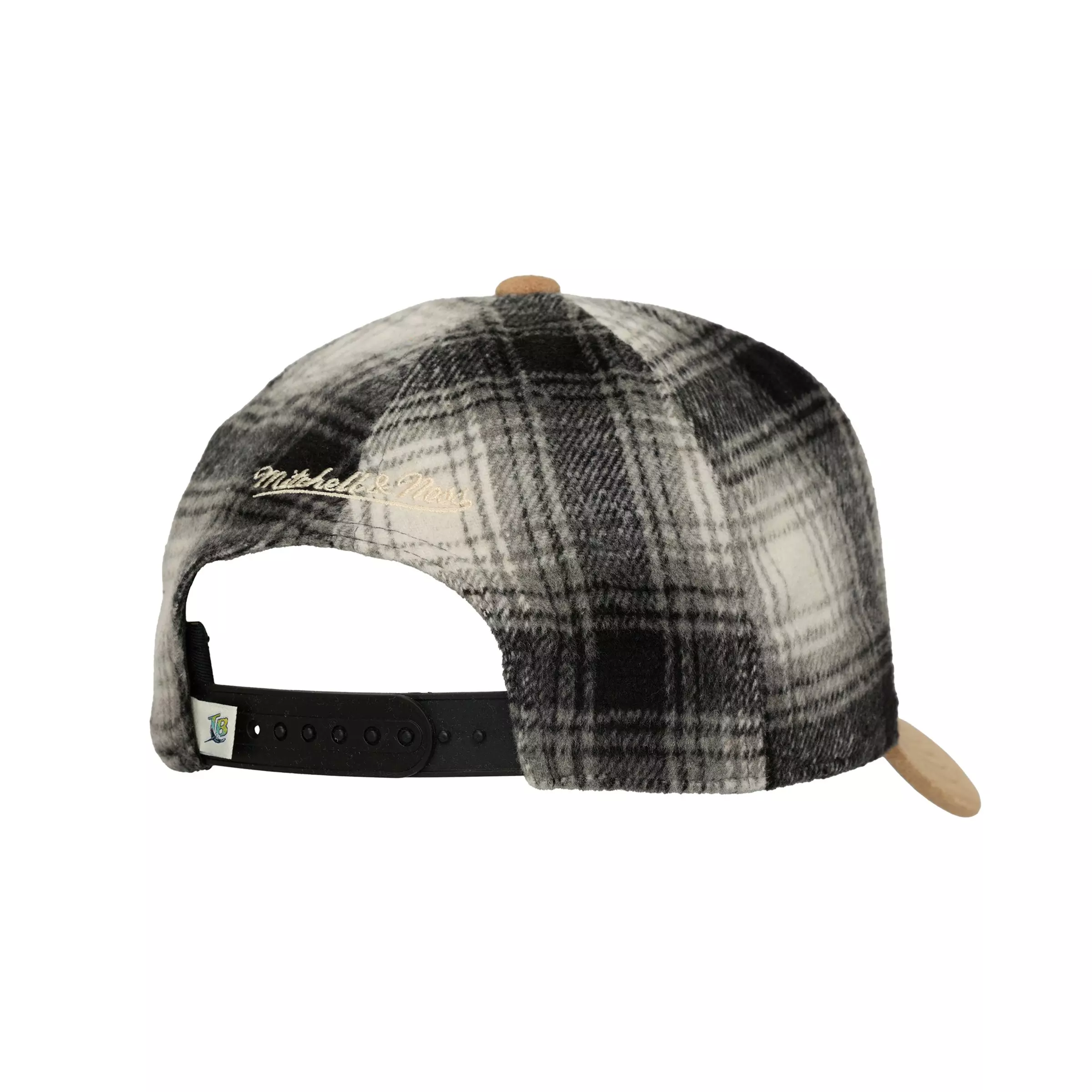Mitchell & Ness Tampa Bay Rays Plaid Snapback Hat-Black - BLACK