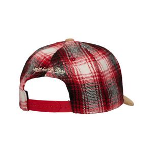Mitchell & Ness Cincinnati Reds Plaid Snapback Hat-Red