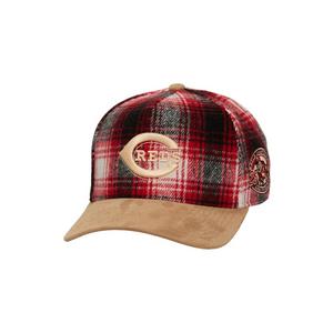 Mitchell & Ness Cincinnati Reds Plaid Snapback Hat-Red