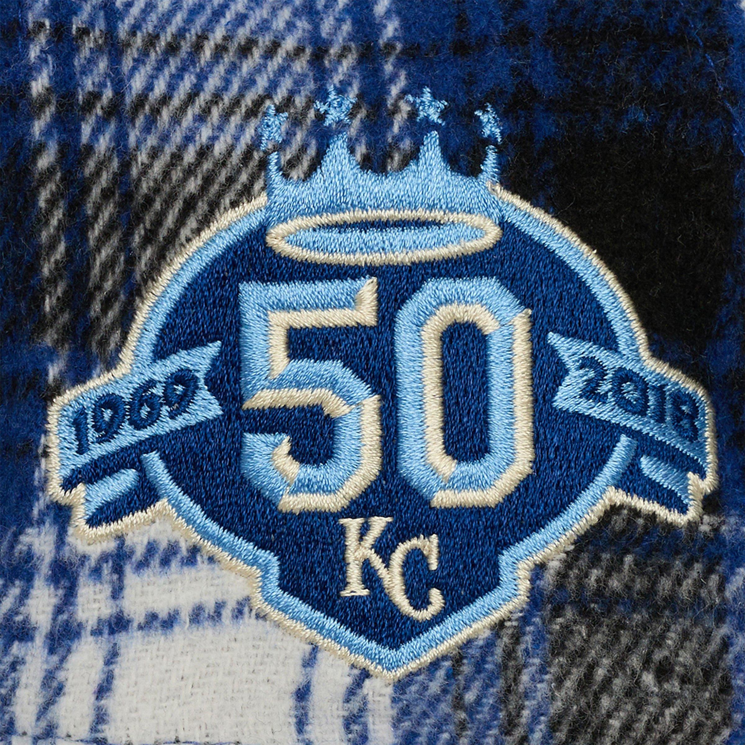 Mitchell & Ness Kansas City Royals Plaid Snapback Hat - Royal - BLUE Thumbnail View 3