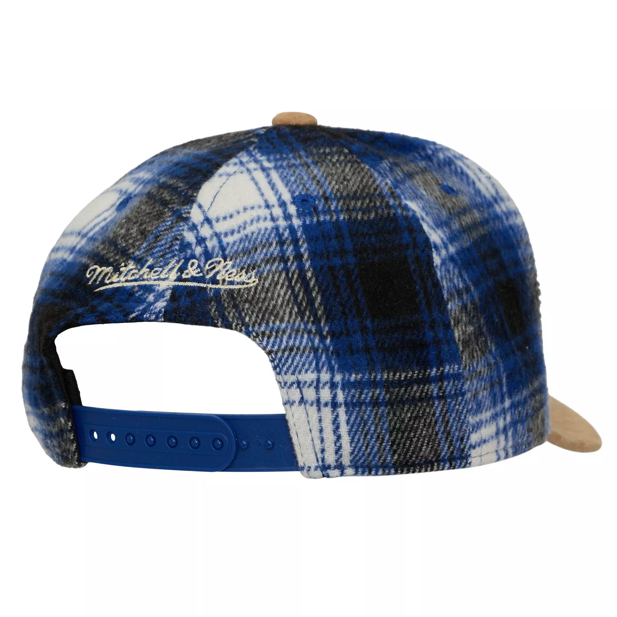Mitchell &amp; Ness Cleveland Guardians Plaid Snapback Hat-Blue - BLUE