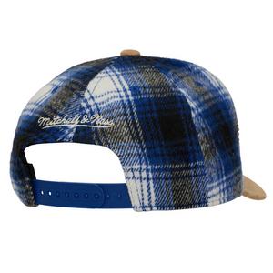 Mitchell & Ness Milwaukee Brewers Plaid Snapback Hat-Blue