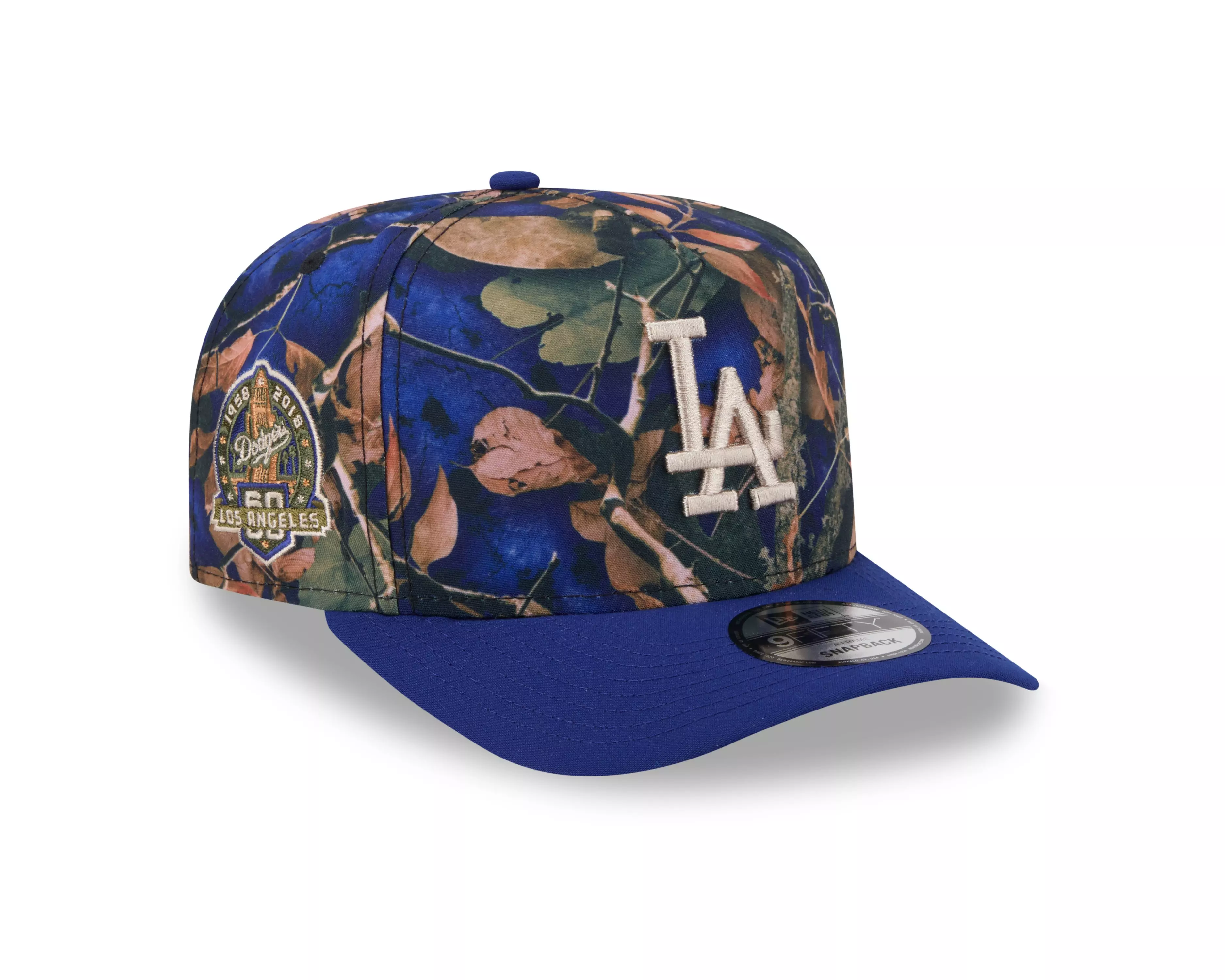 New Era Los Angeles Dodgers 9FIFTY A-Frame Leaves Snapback Hat-Camo/Royal - ROYAL